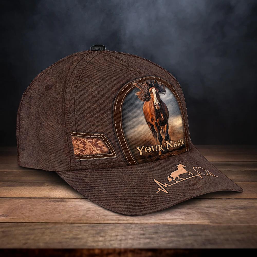 Personalized Name Perfect Horse Leather Pattern Cap