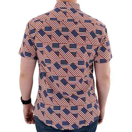 Men's Abstract American Flag Microfiber Button Down Shirt