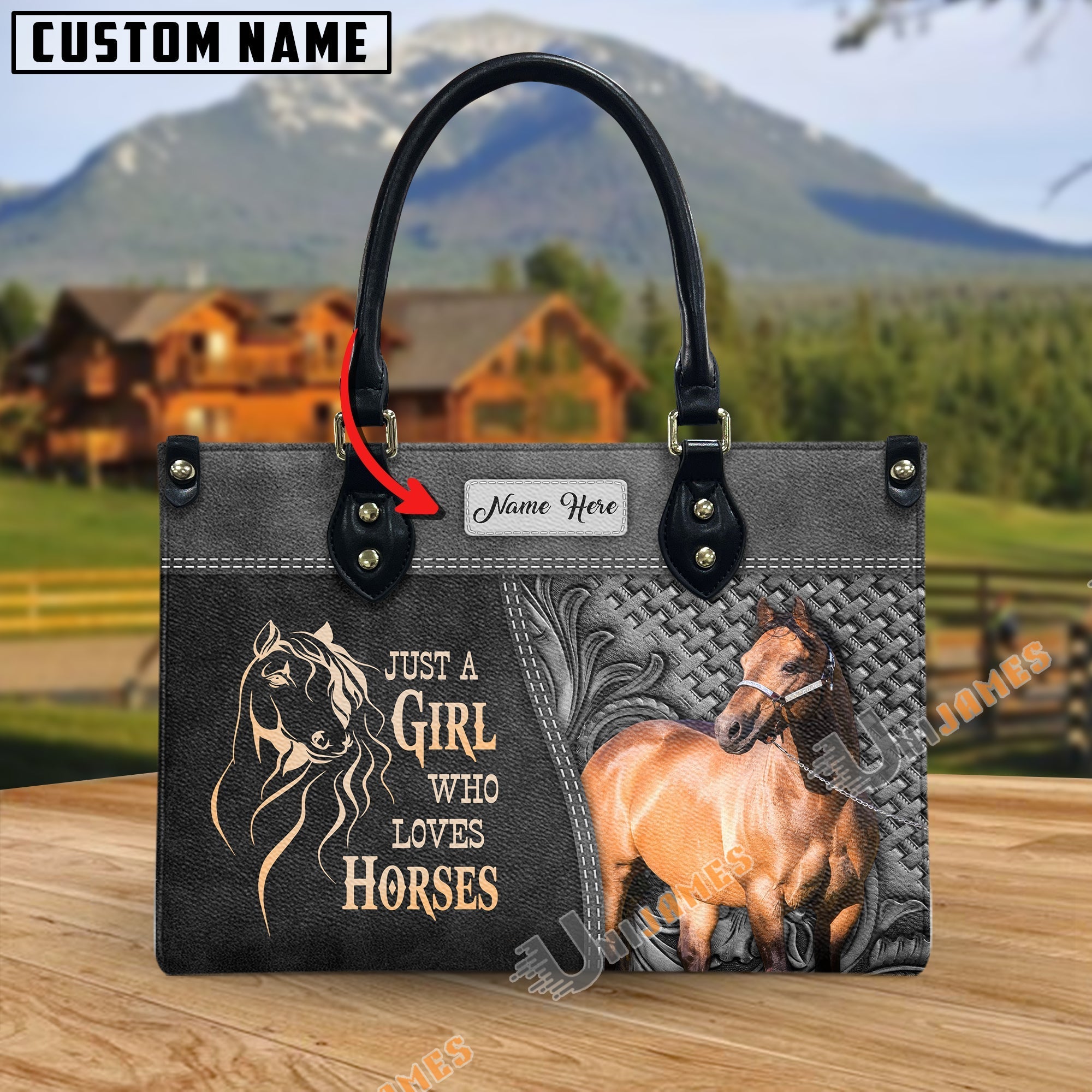 Just A Girl Who Loves Horses Personalized Leather Bag