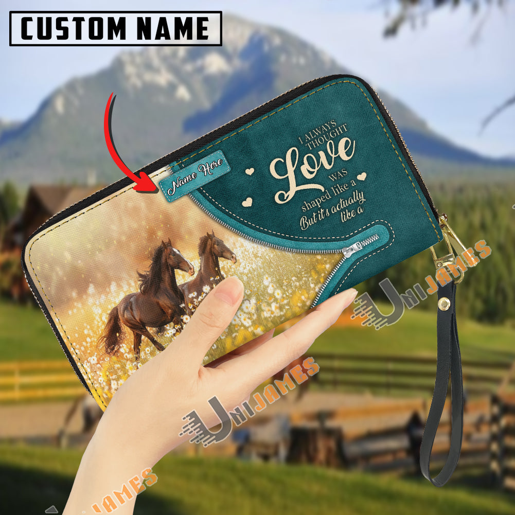 Horses I Always Thought Love Personalized Leather Clutch
