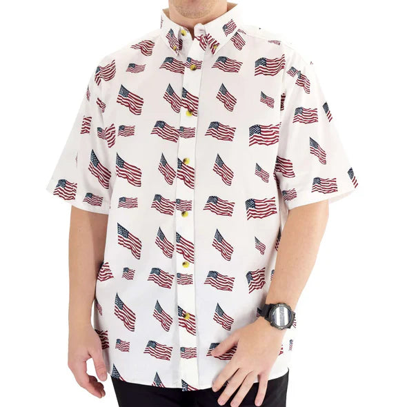 Men's Flags Allover Cotton Button Down Shirt