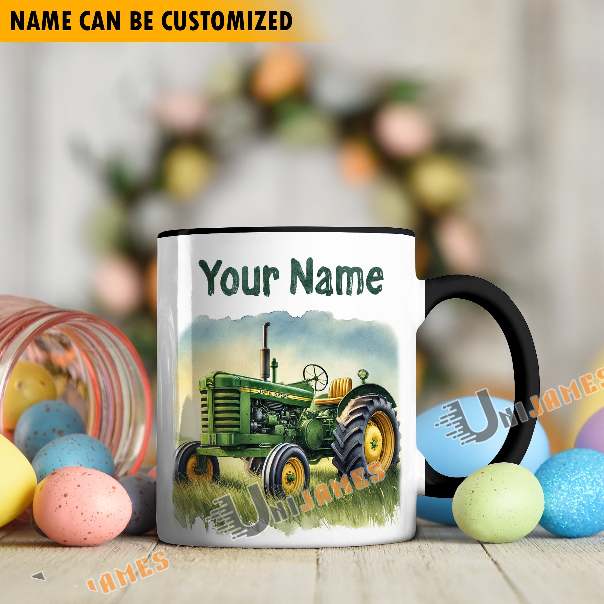 Tractor Personalized Name Two Tone Mug
