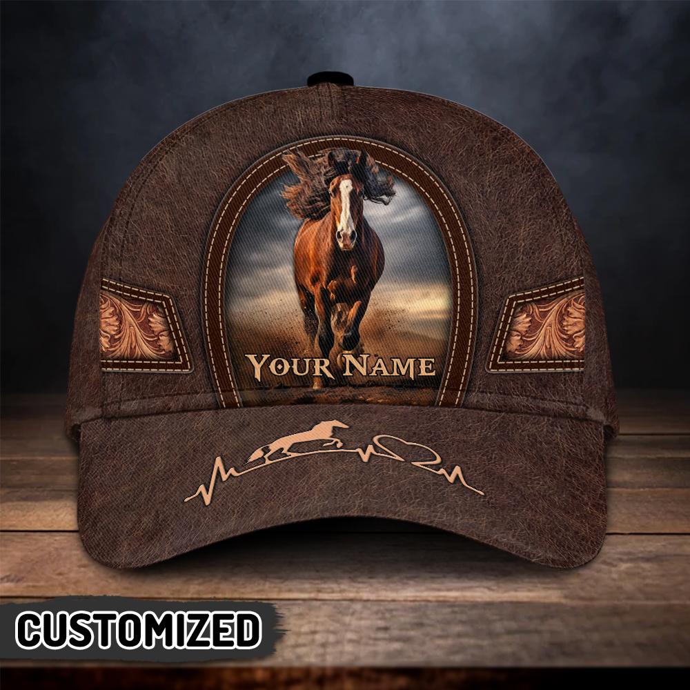 Personalized Name Perfect Horse Leather Pattern Cap