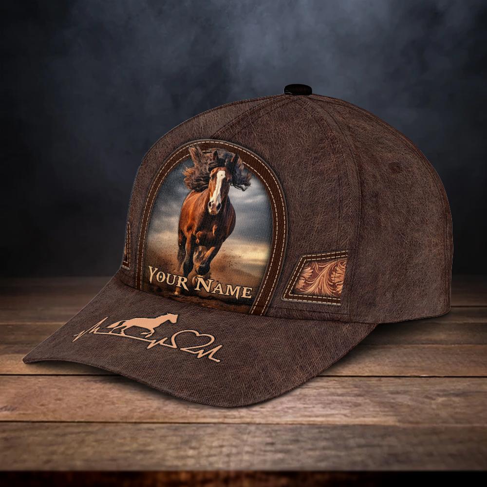 Personalized Name Perfect Horse Leather Pattern Cap