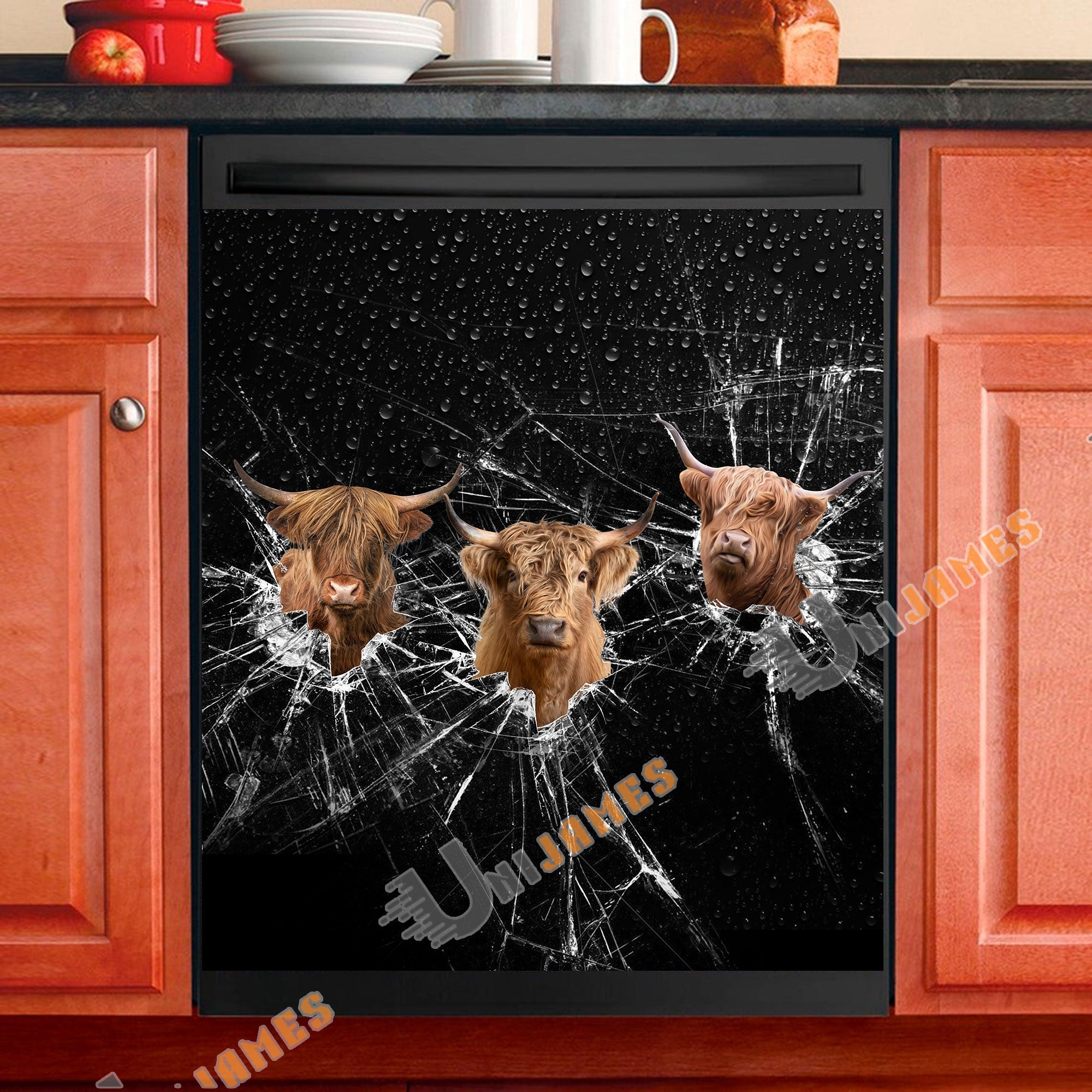 Highland Broken Glasses Dishwasher Door Cover