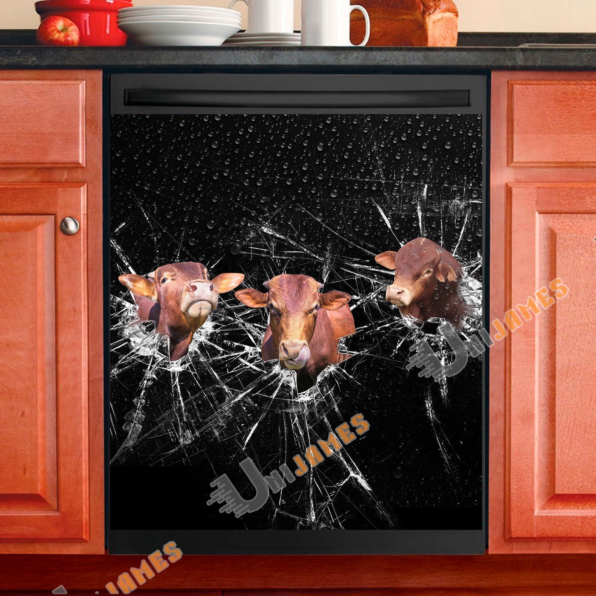 Beefmaster Broken Glasses Dishwasher Door Cover
