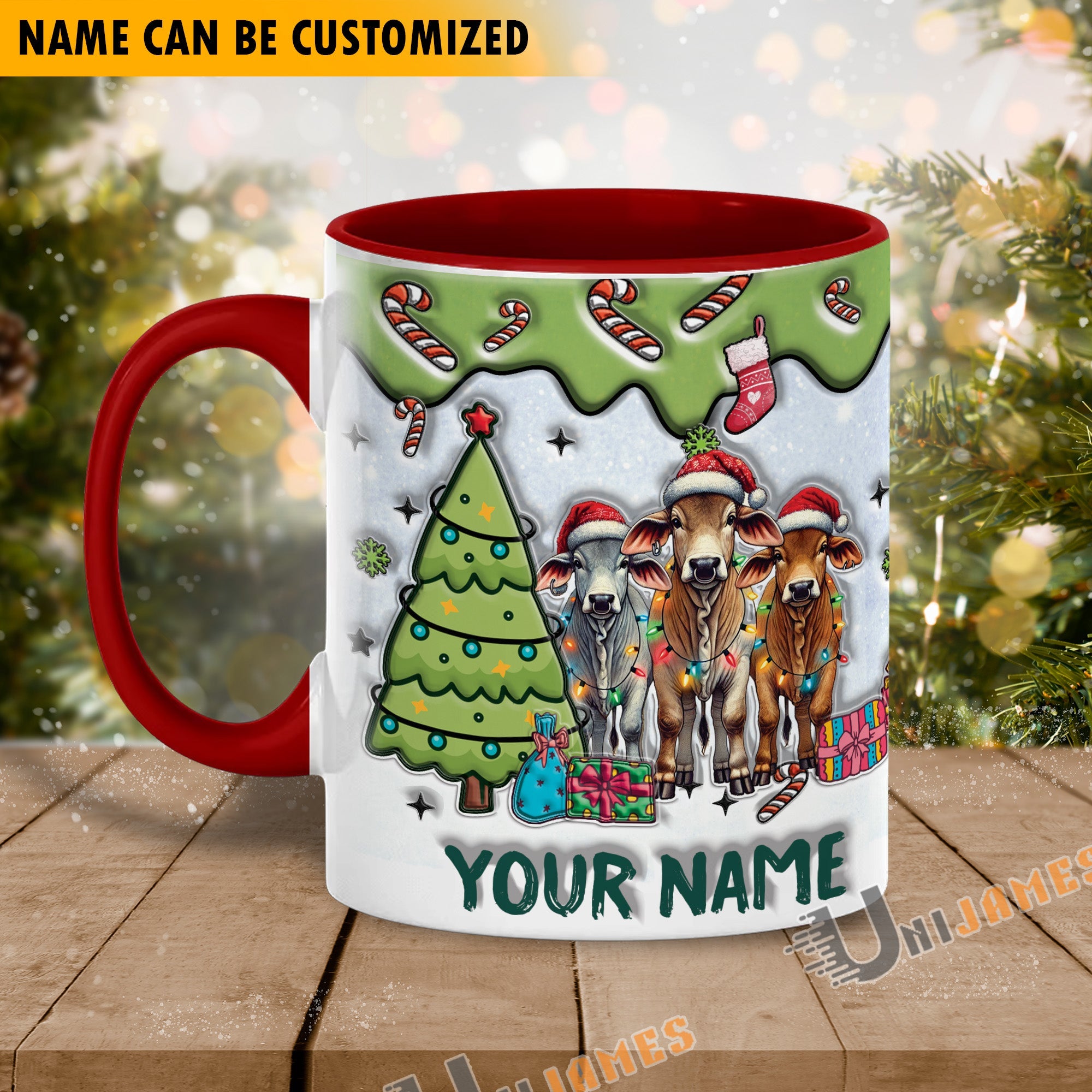 Beefmaster Christmas Personalized Name Two Tone Mug