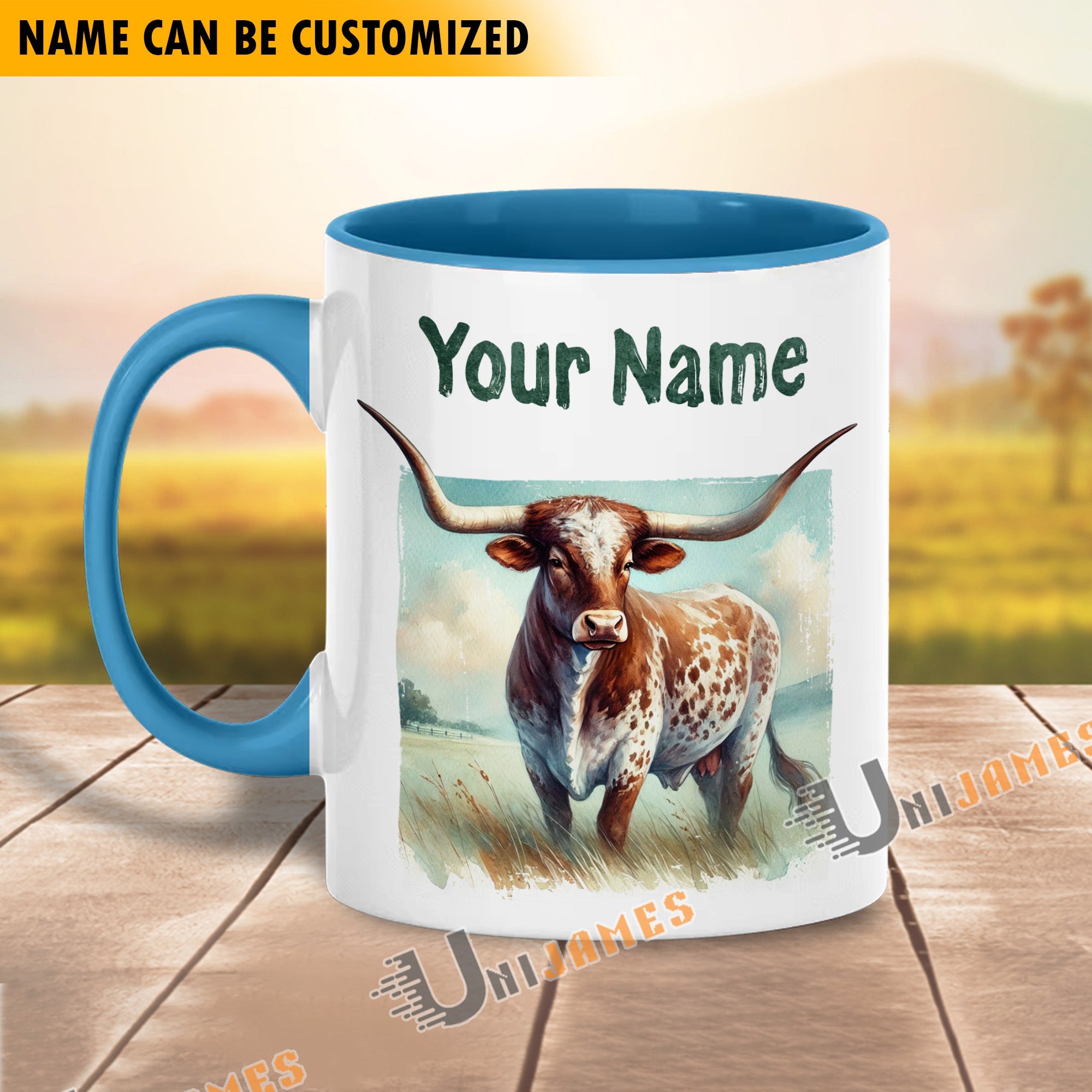 Texas Longhorn Personalized Name Two Tone Mug