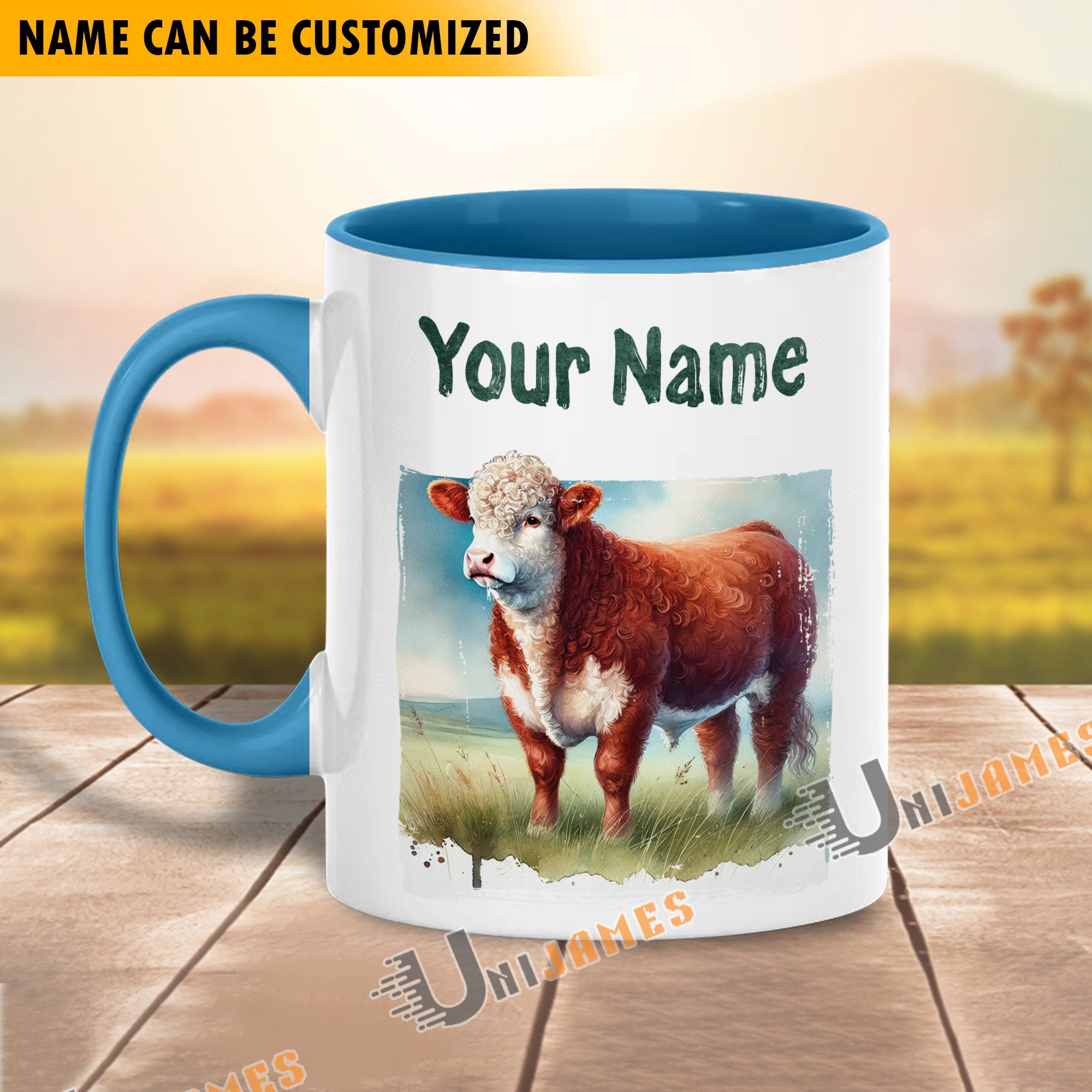 Hereford Personalized Name Two Tone Mug
