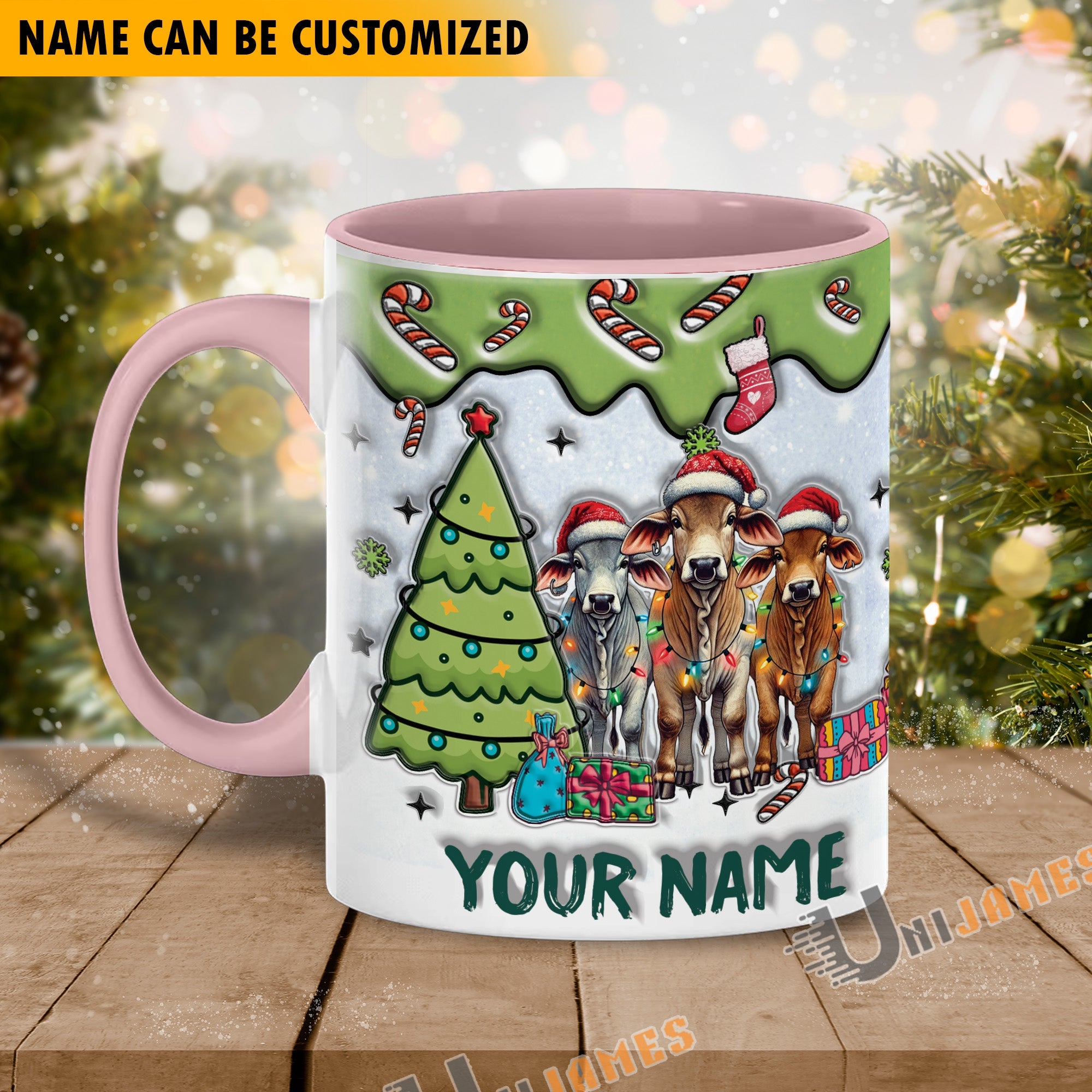Beefmaster Christmas Personalized Name Two Tone Mug