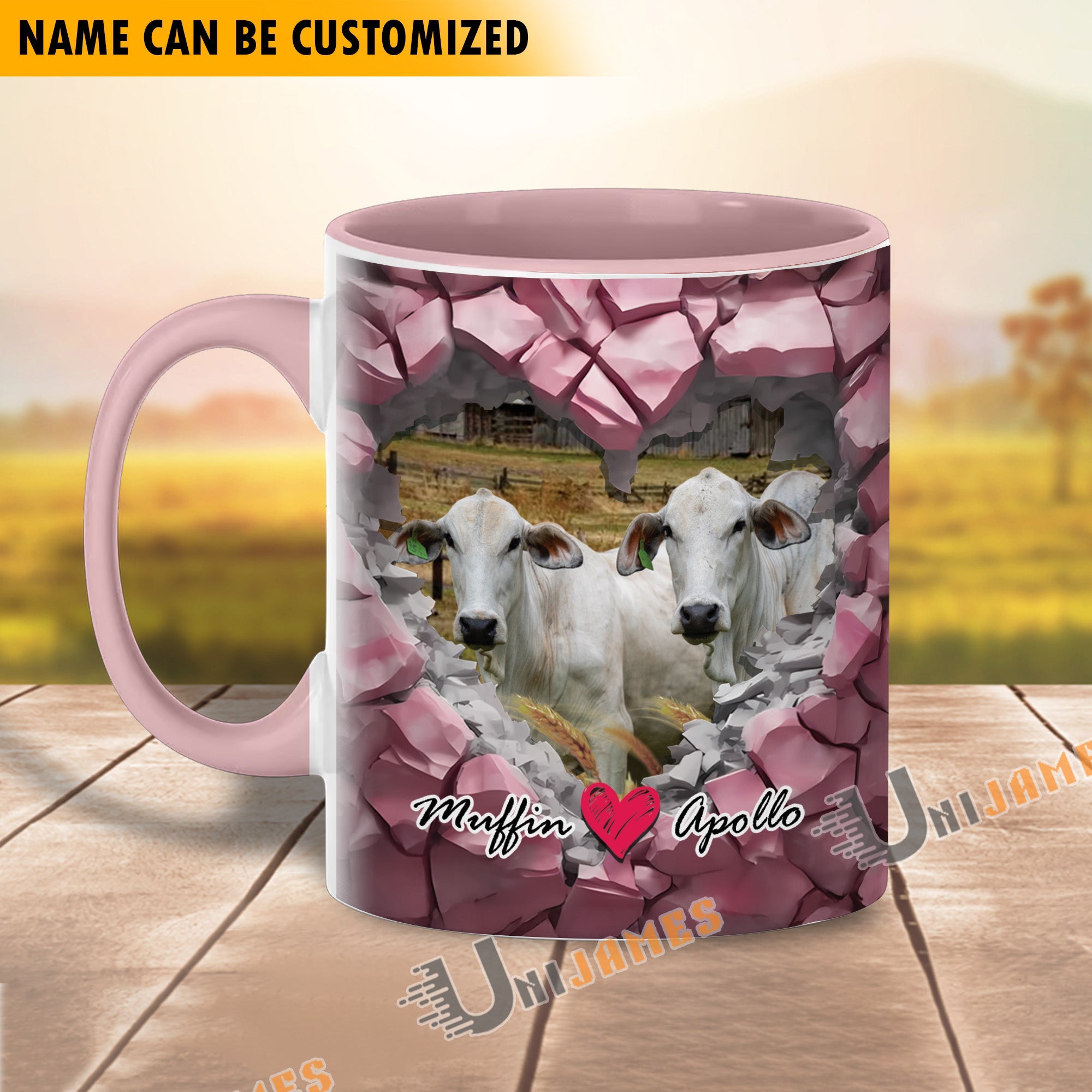 Brahman Couple Personalized Name Two Tone Mug
