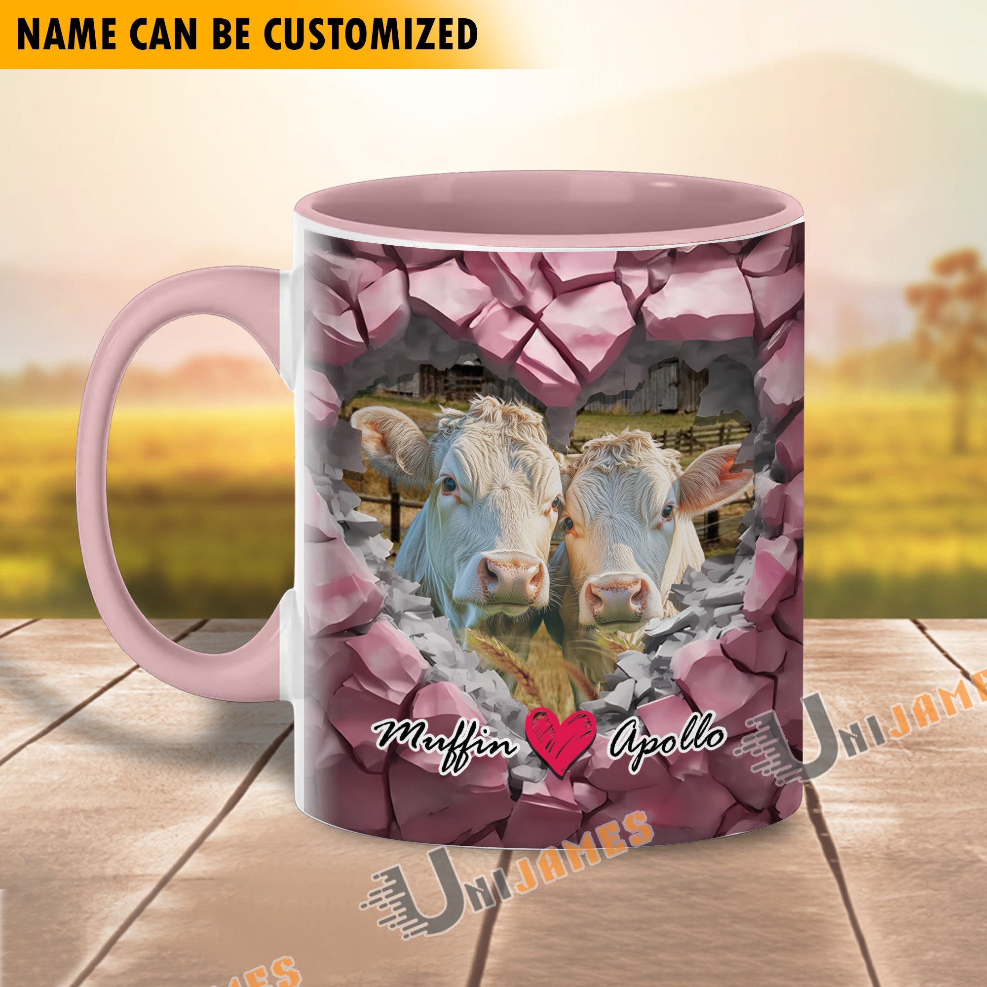 Charolais Couple Personalized Name Two Tone Mug