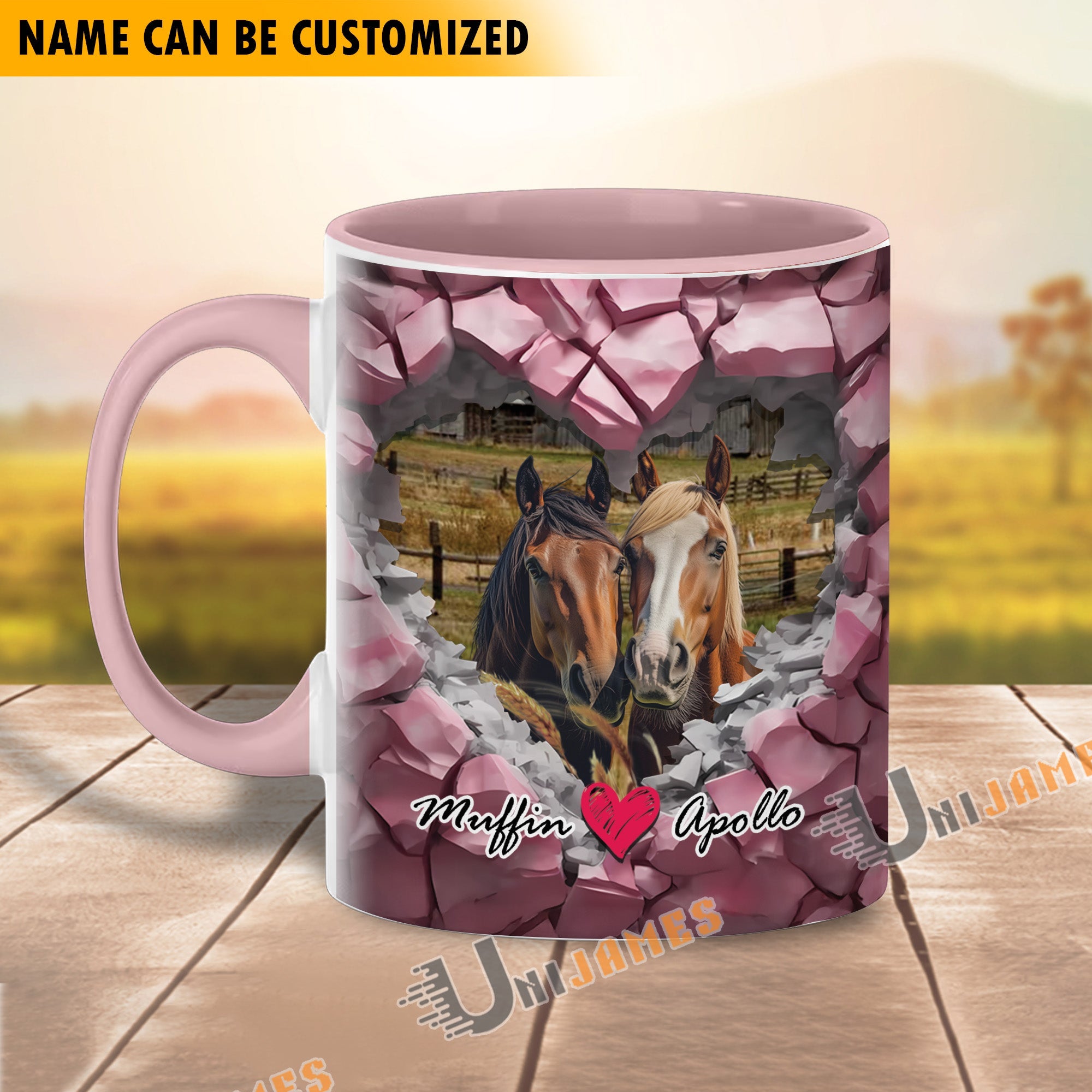 Horse Couple Personalized Name Two Tone Mug