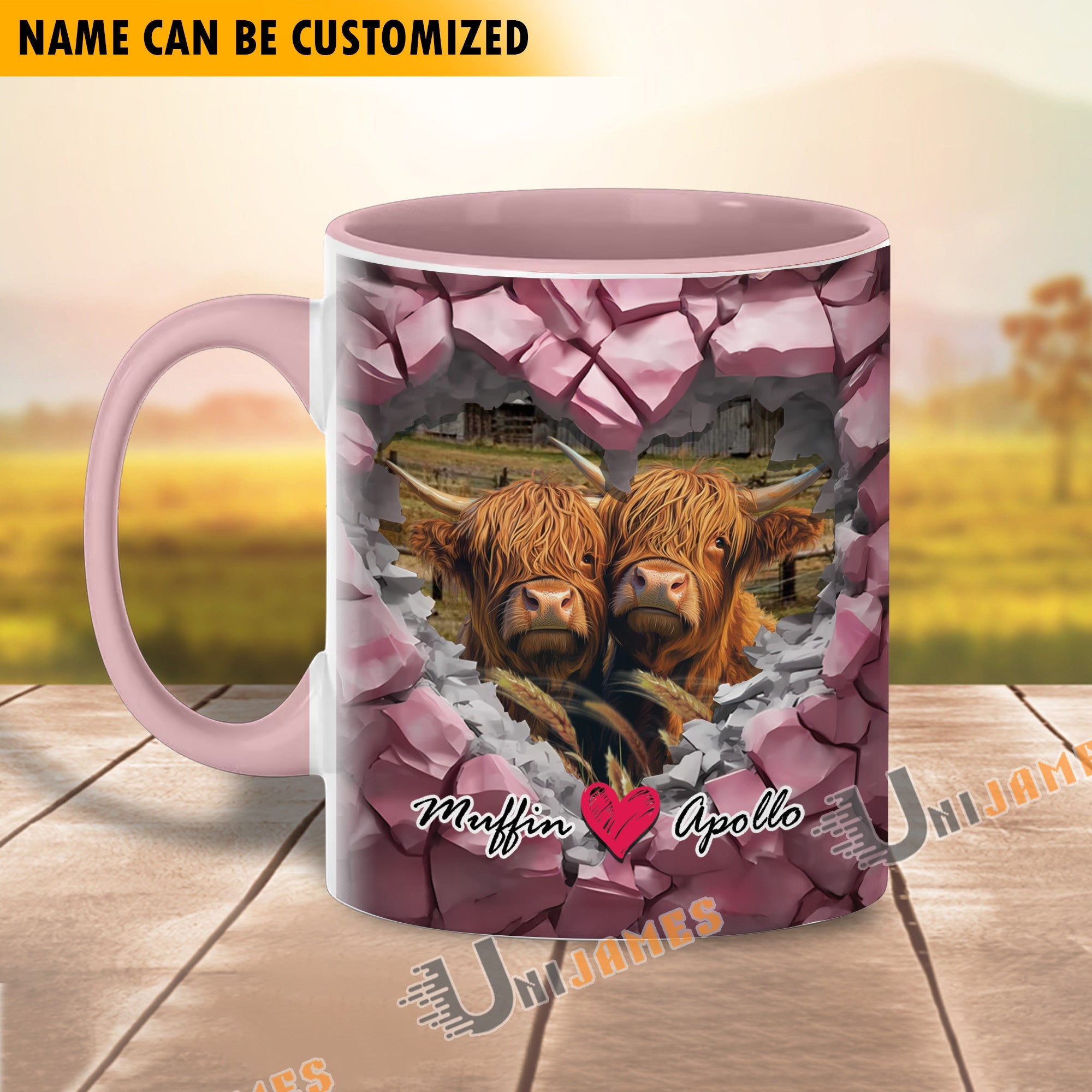Highland Couple Personalized Name Two Tone Mug
