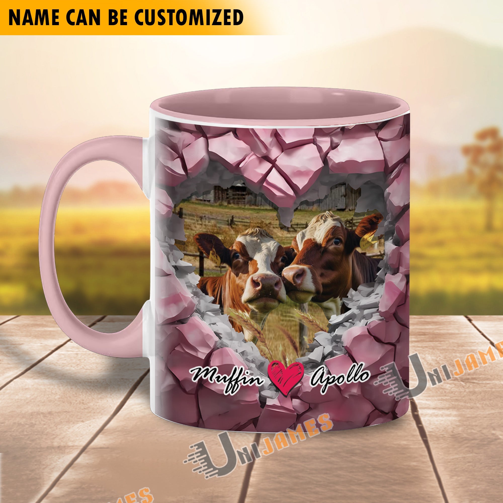 Holstein Couple Personalized Name Two Tone Mug