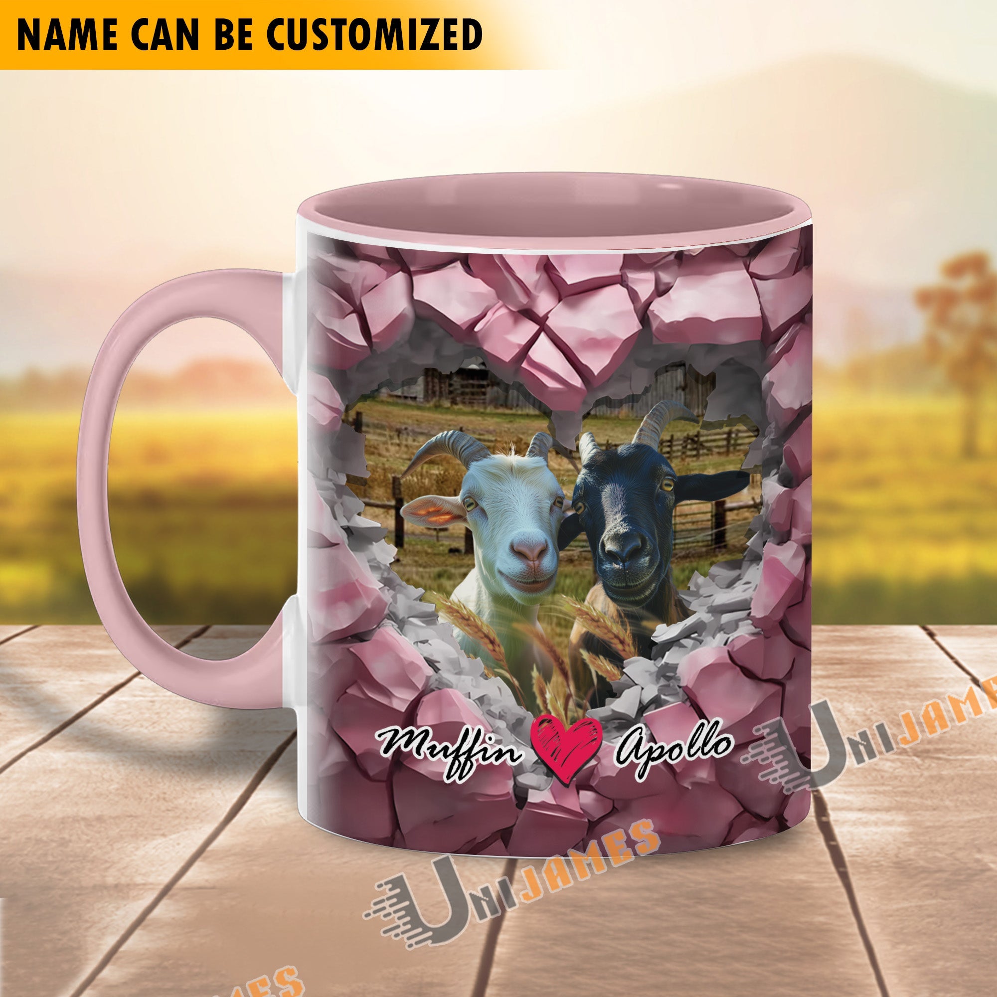 Goat Couple Personalized Name Two Tone Mug