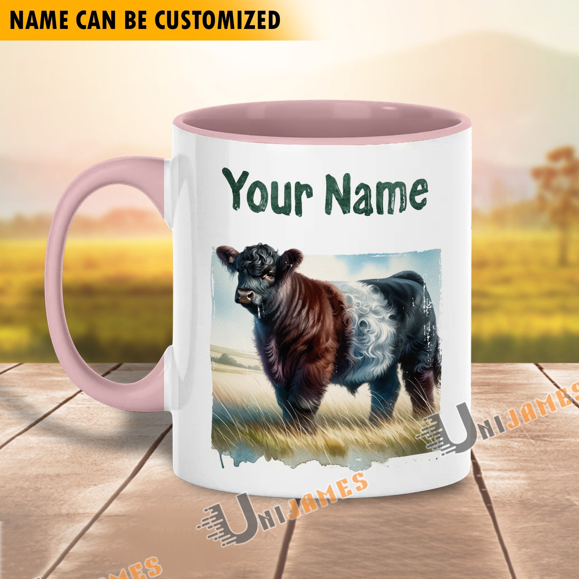 Belted Galloway Personalized Name Two Tone Mug