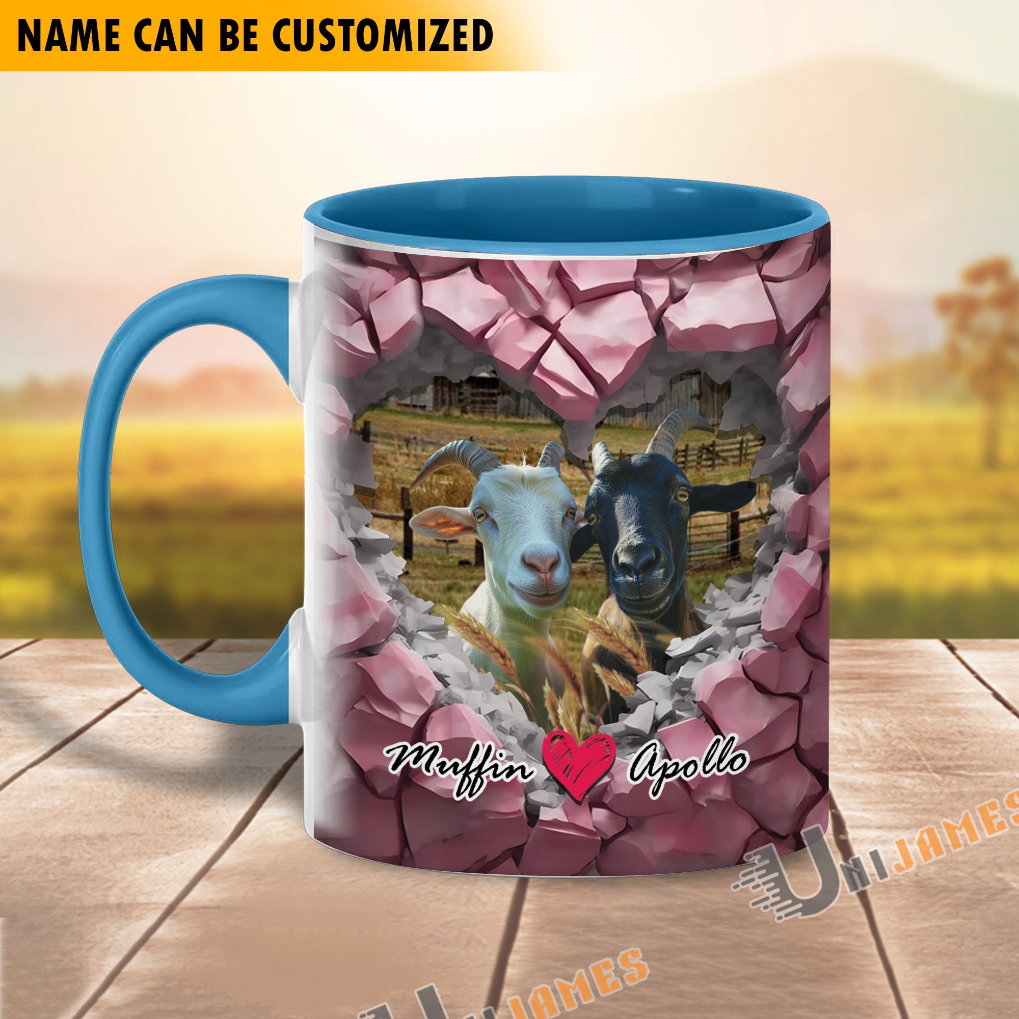 Goat Couple Personalized Name Two Tone Mug