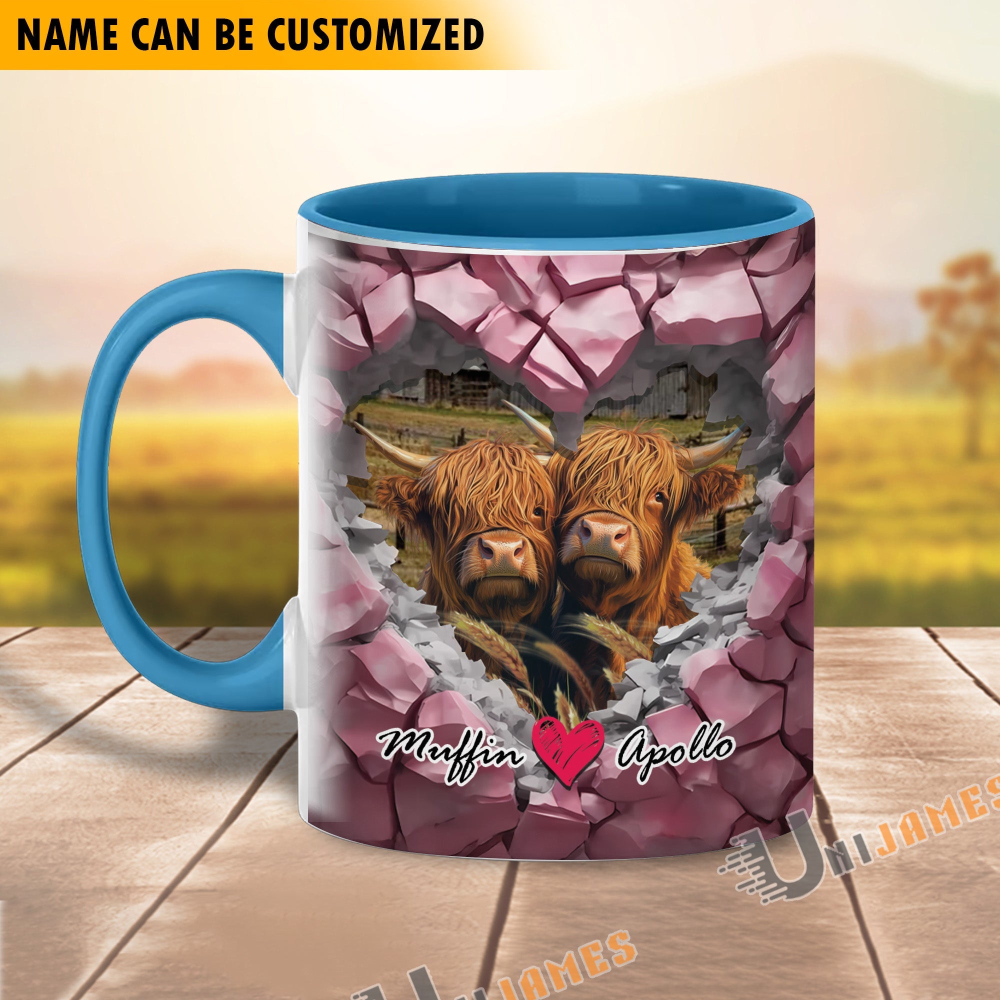 Highland Couple Personalized Name Two Tone Mug