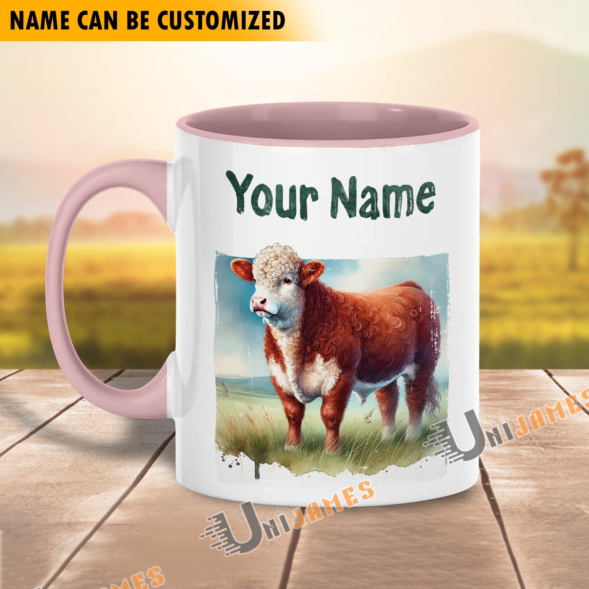 Hereford Personalized Name Two Tone Mug
