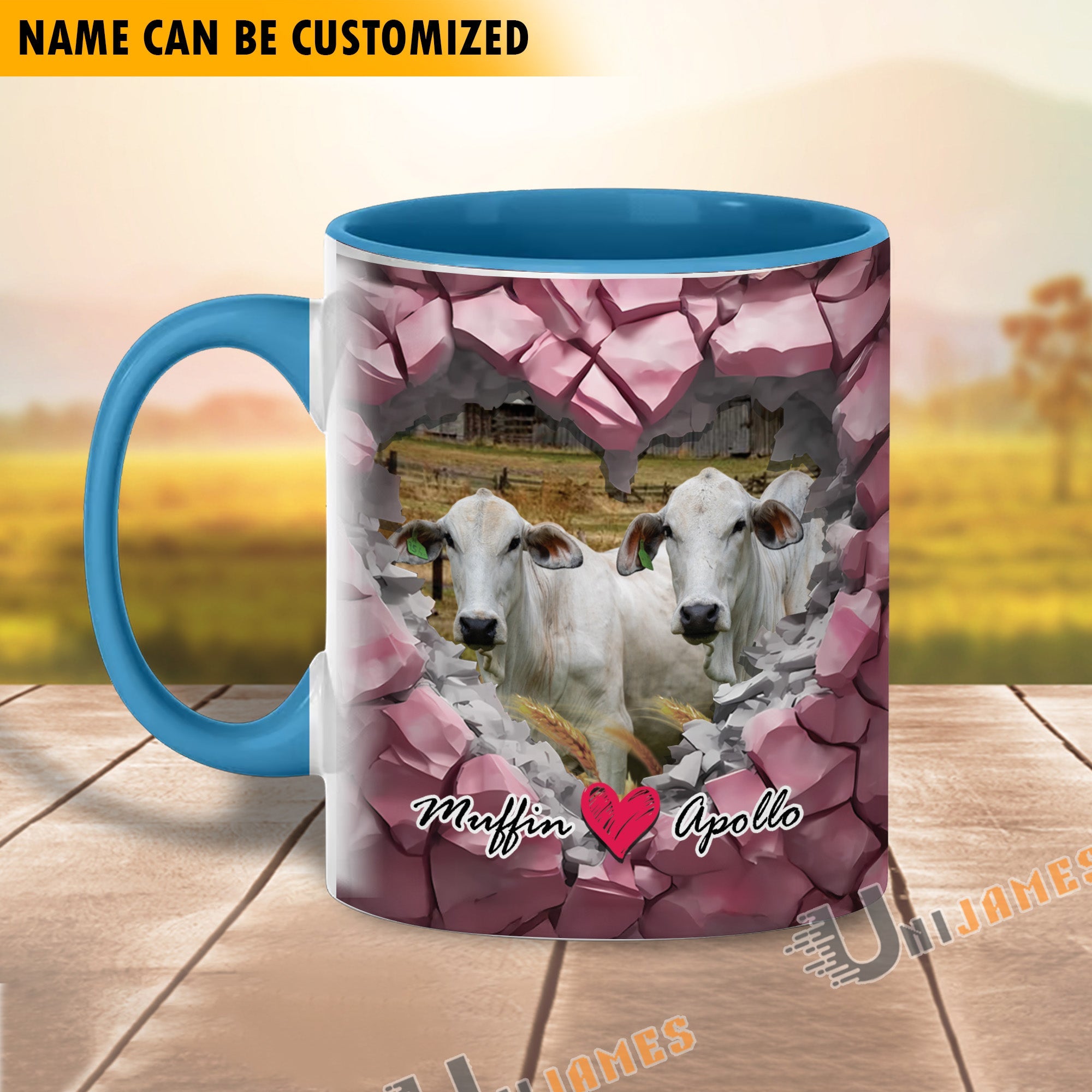 Brahman Couple Personalized Name Two Tone Mug