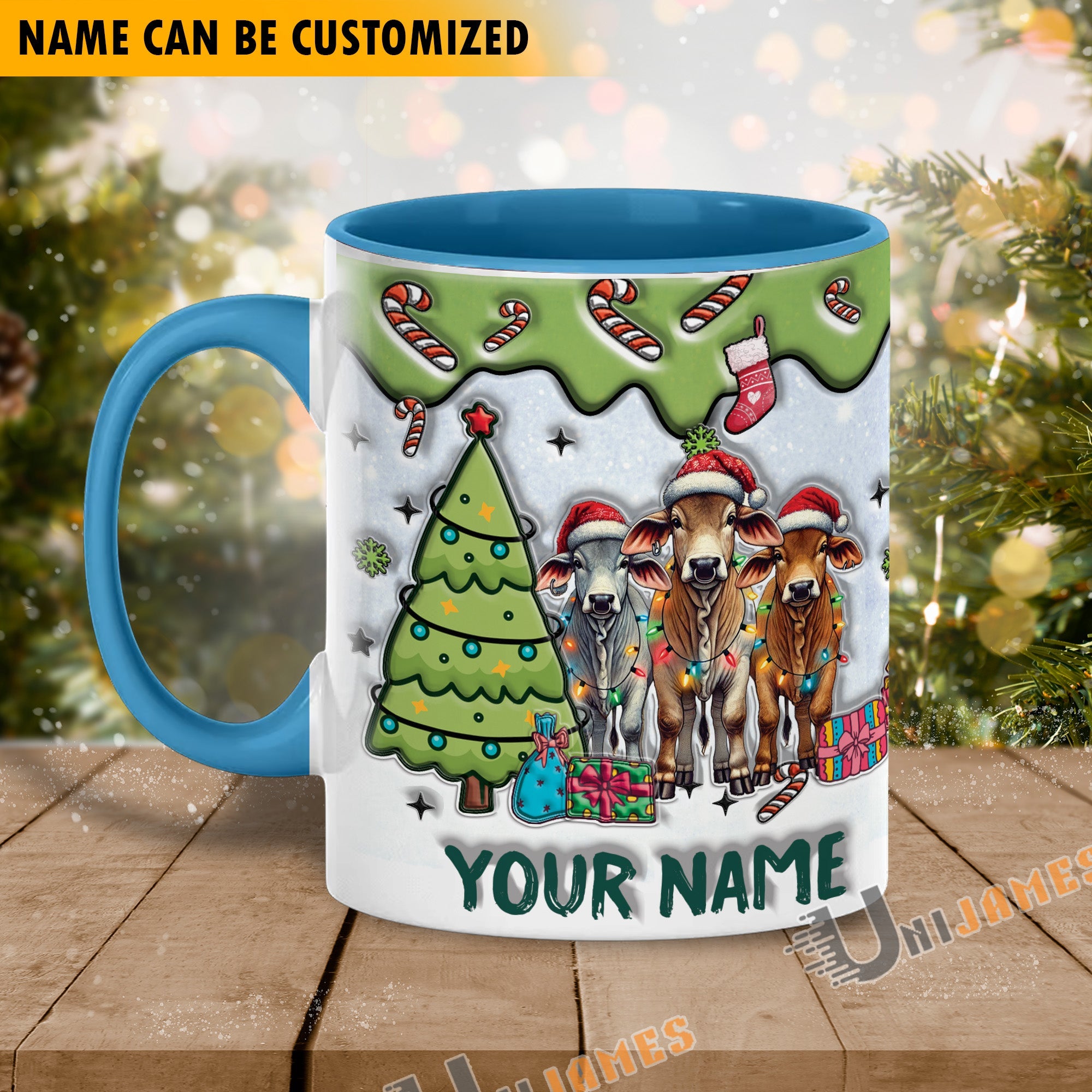 Beefmaster Christmas Personalized Name Two Tone Mug
