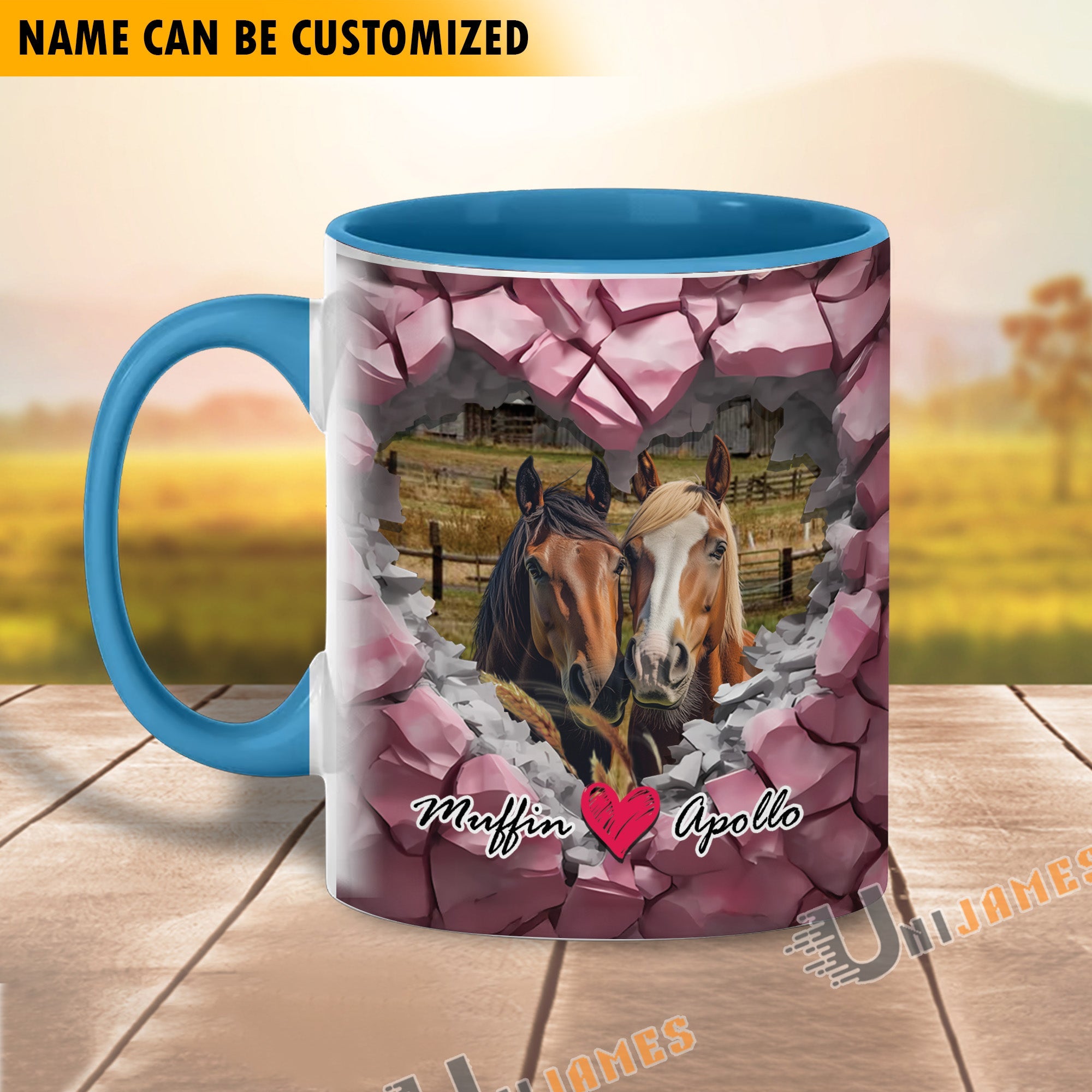 Horse Couple Personalized Name Two Tone Mug
