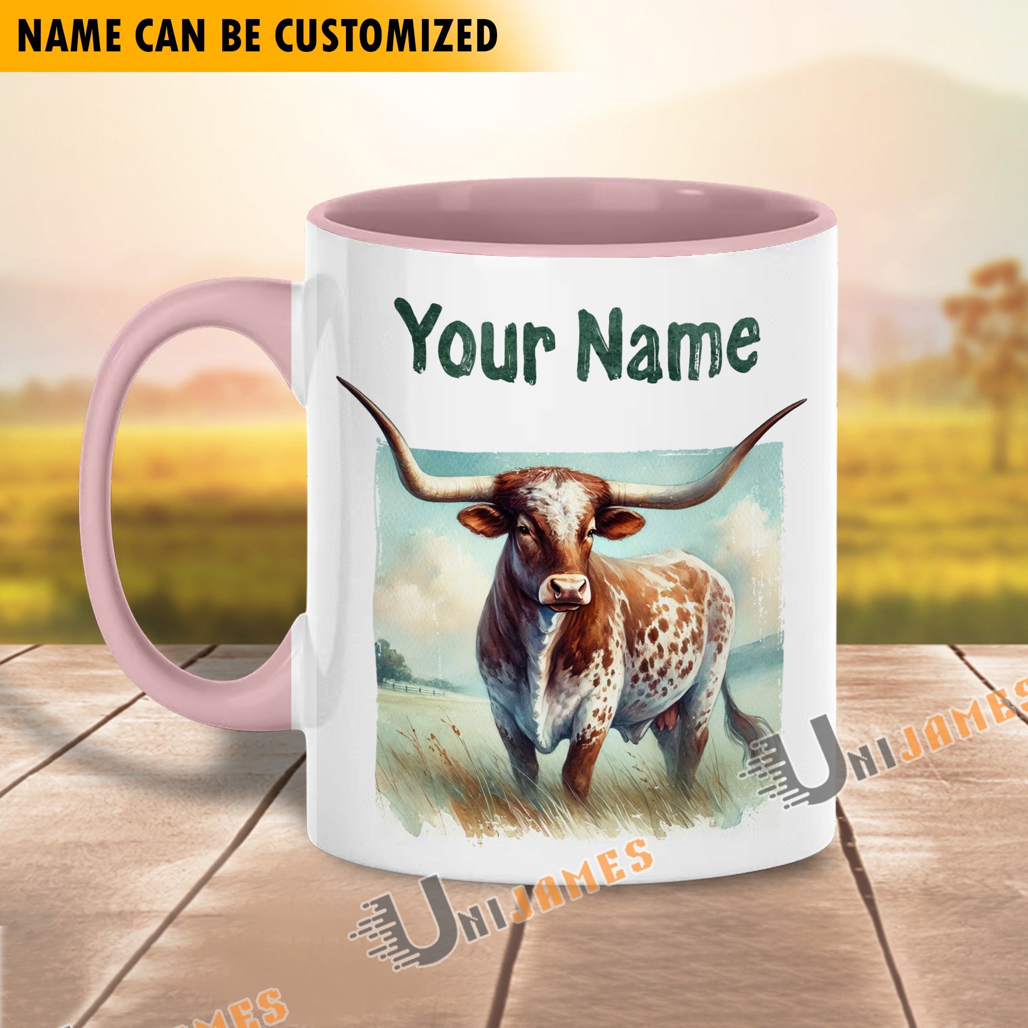 Texas Longhorn Personalized Name Two Tone Mug