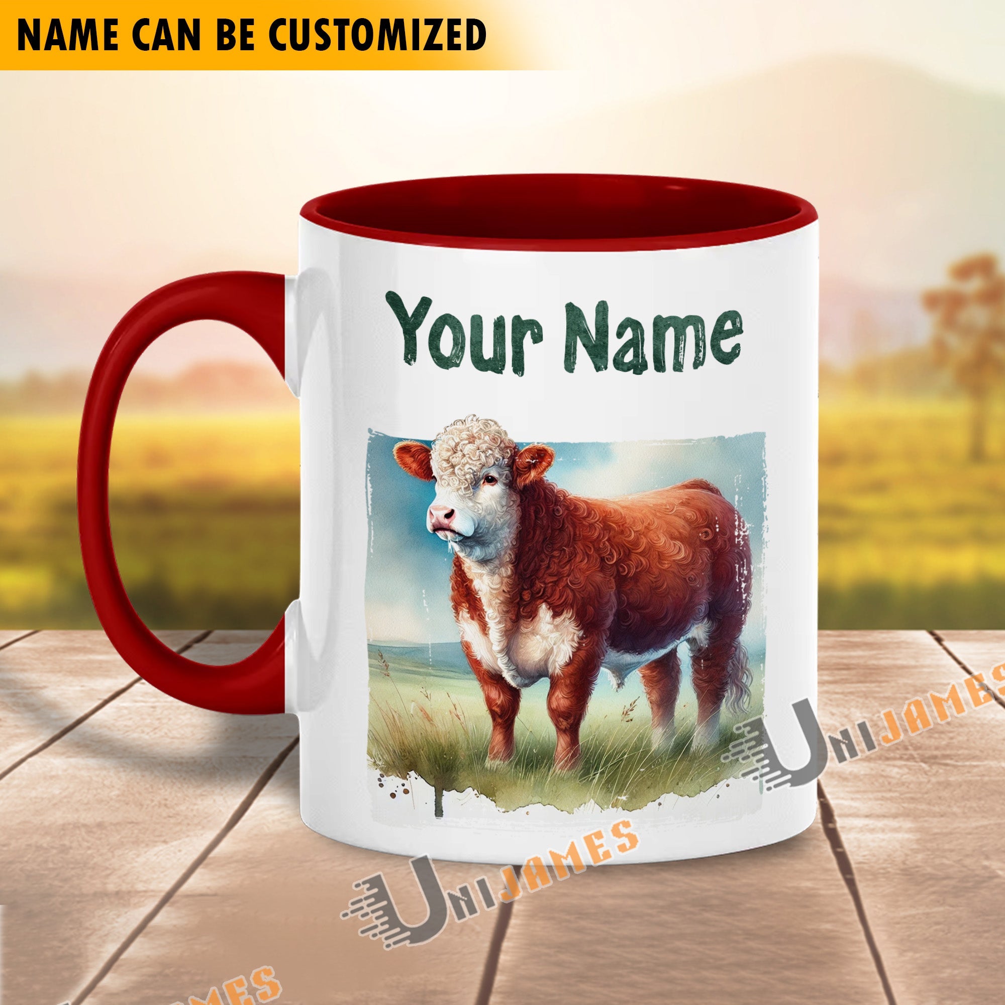 Hereford Personalized Name Two Tone Mug