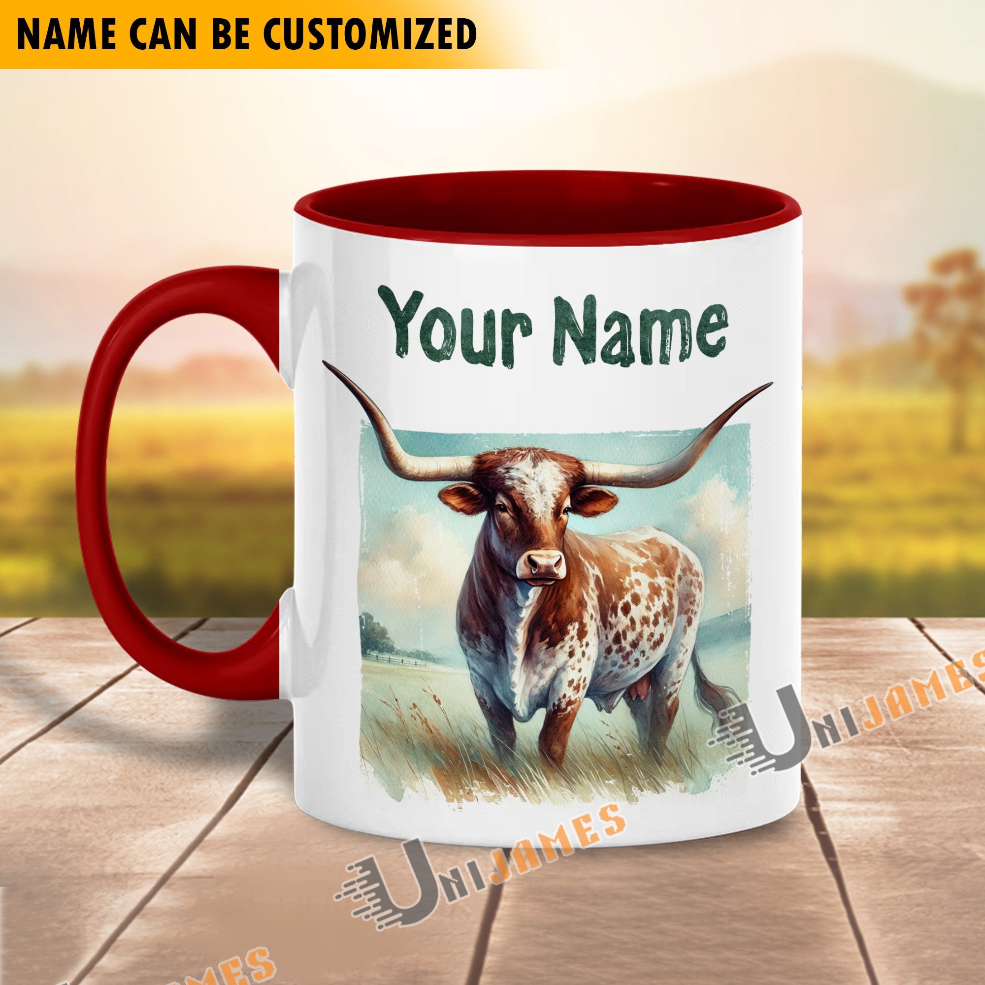 Texas Longhorn Personalized Name Two Tone Mug
