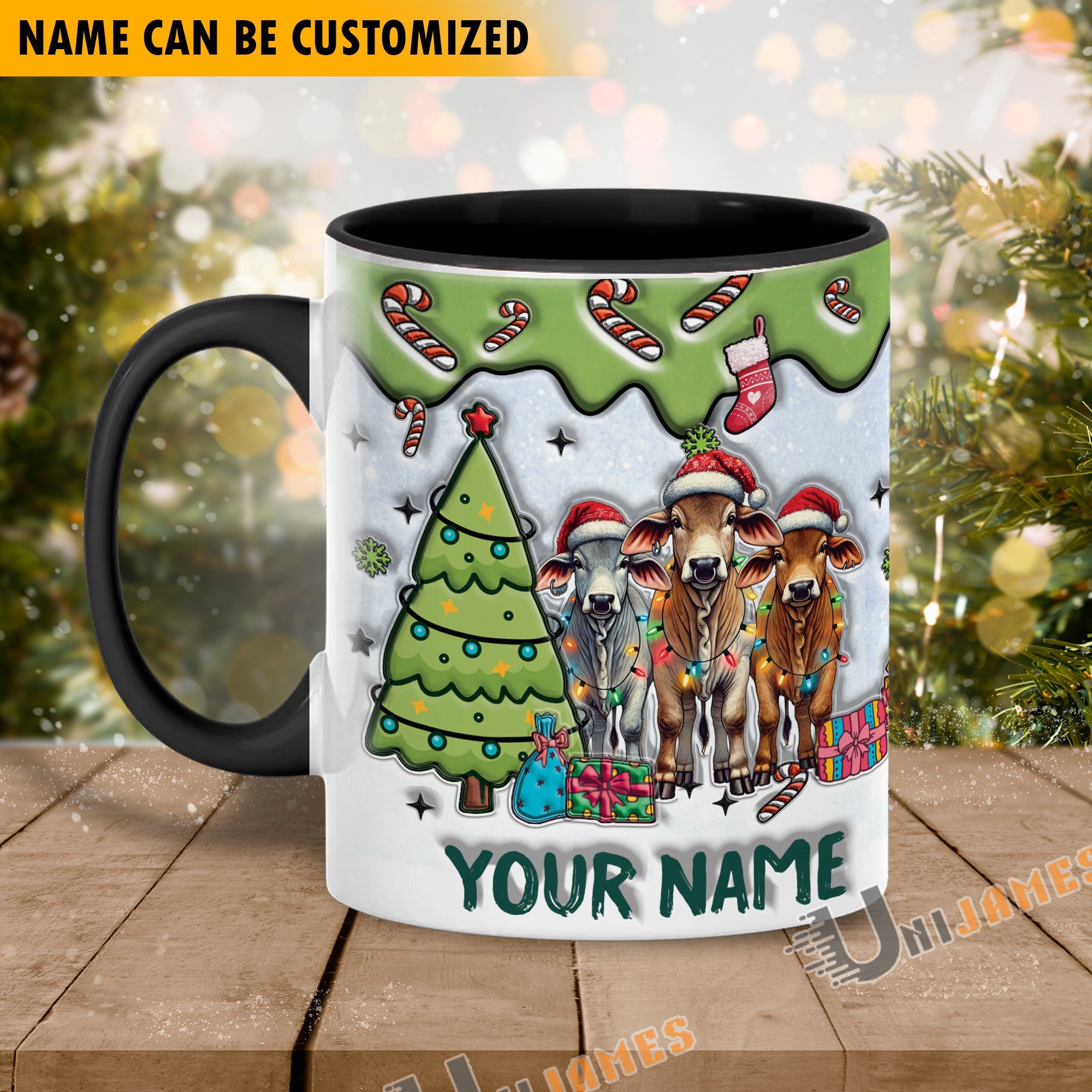 Beefmaster Christmas Personalized Name Two Tone Mug