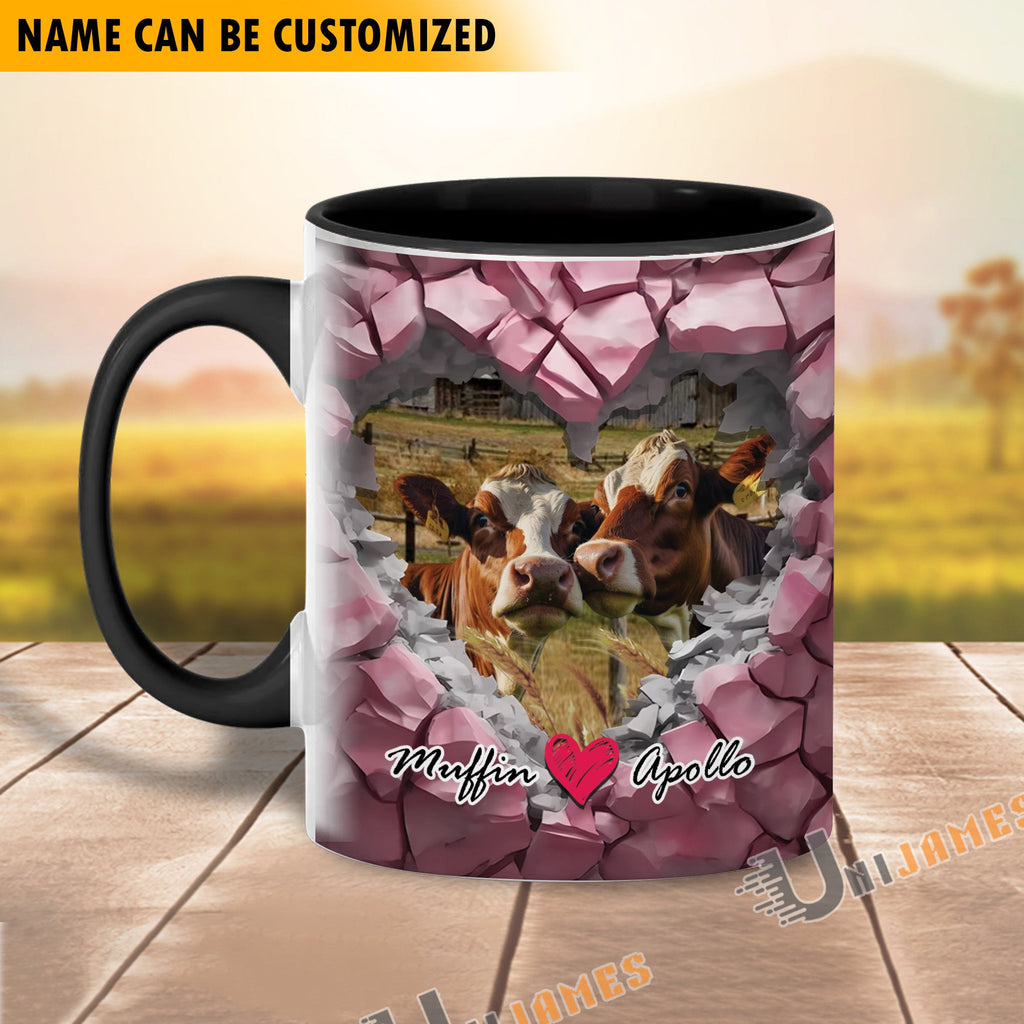 Holstein Couple Personalized Name Two Tone Mug