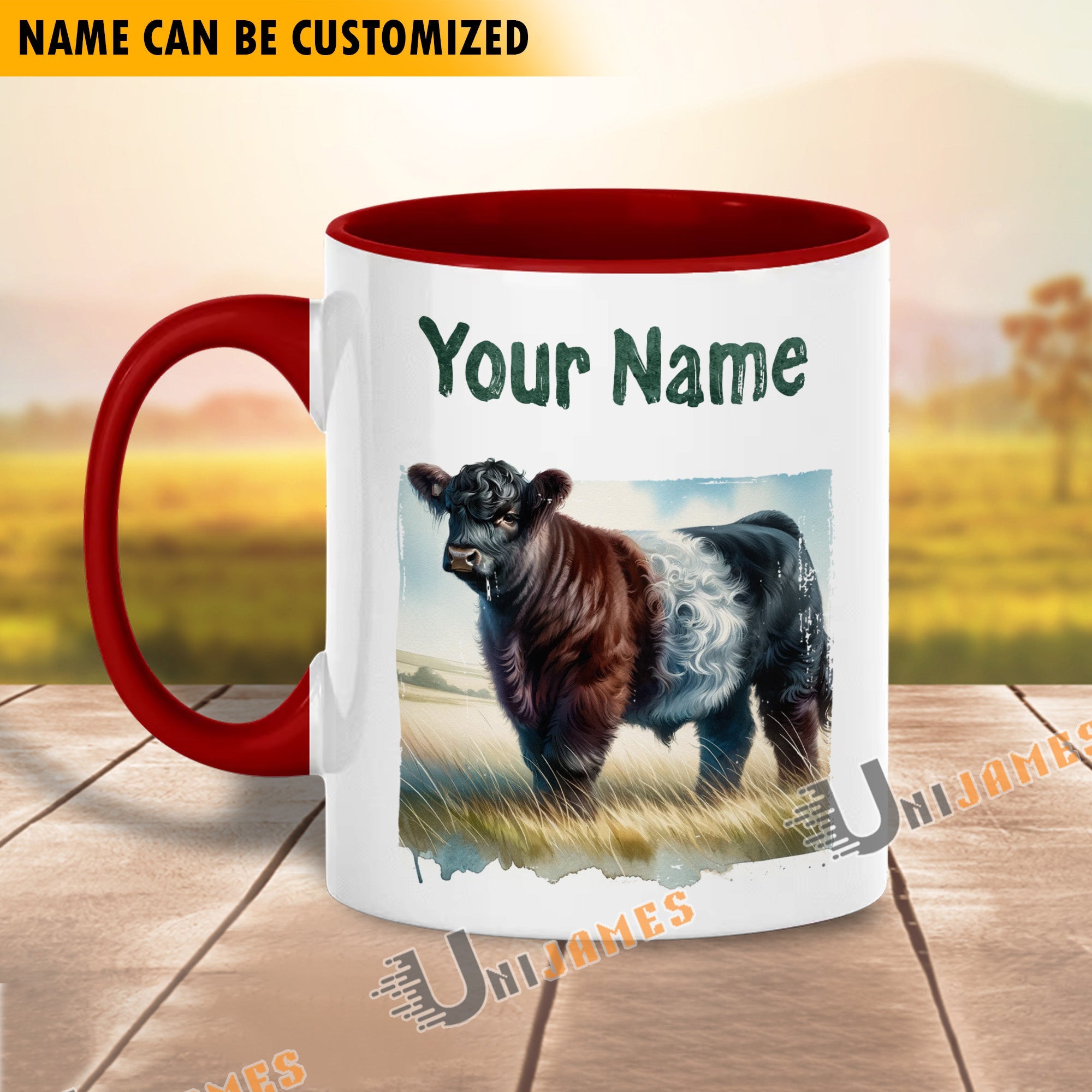 Belted Galloway Personalized Name Two Tone Mug