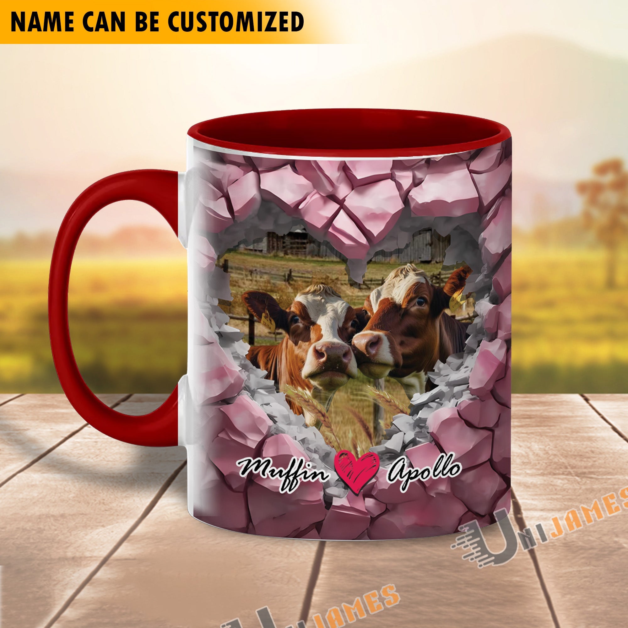 Holstein Couple Personalized Name Two Tone Mug