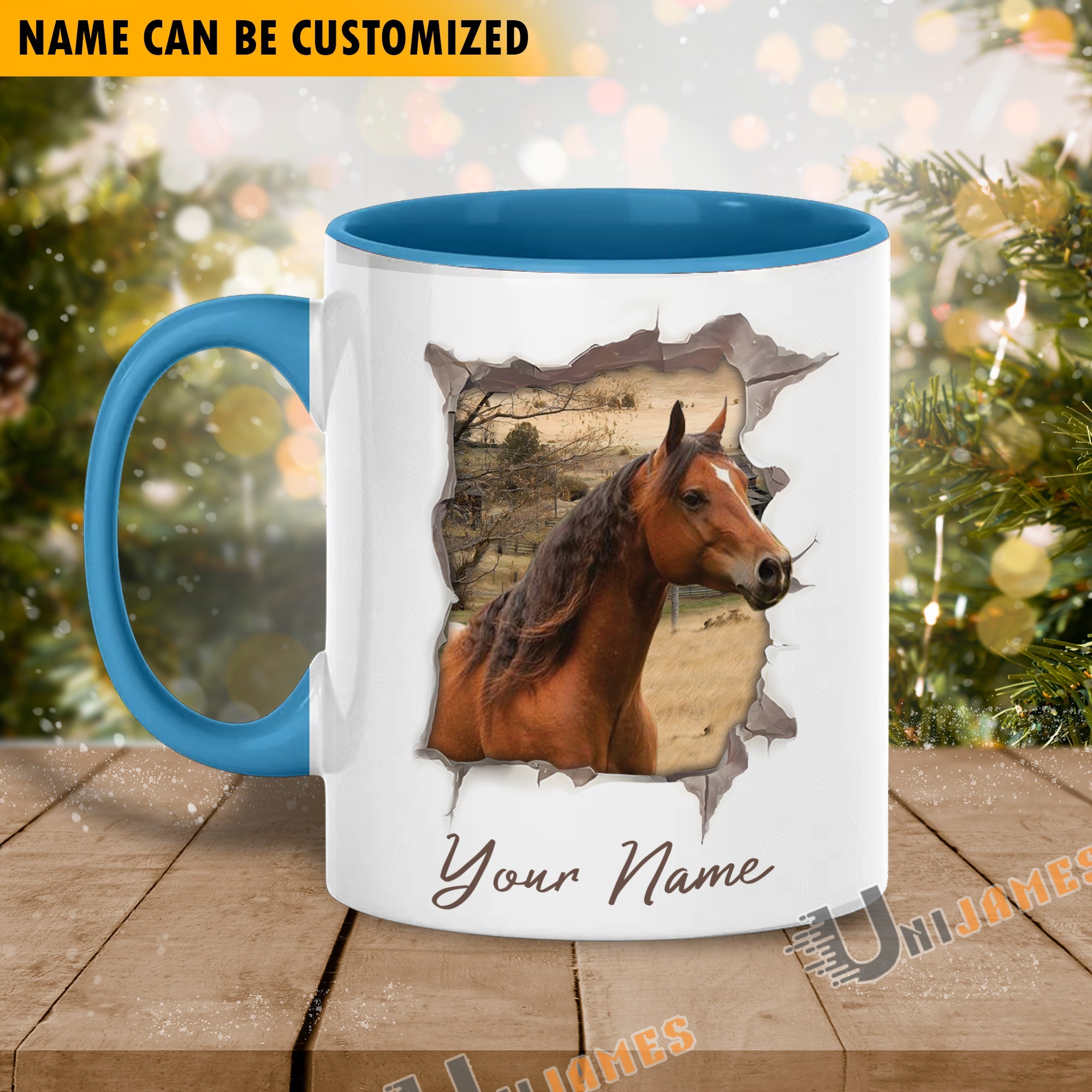 Horse Funny Personalized Name Two Tone Mug