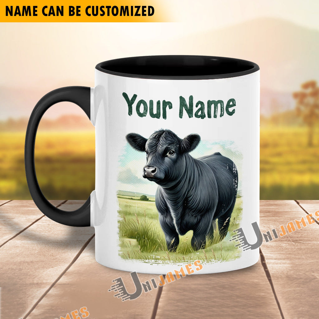 Black Angus Personalized Name Two Tone Mug