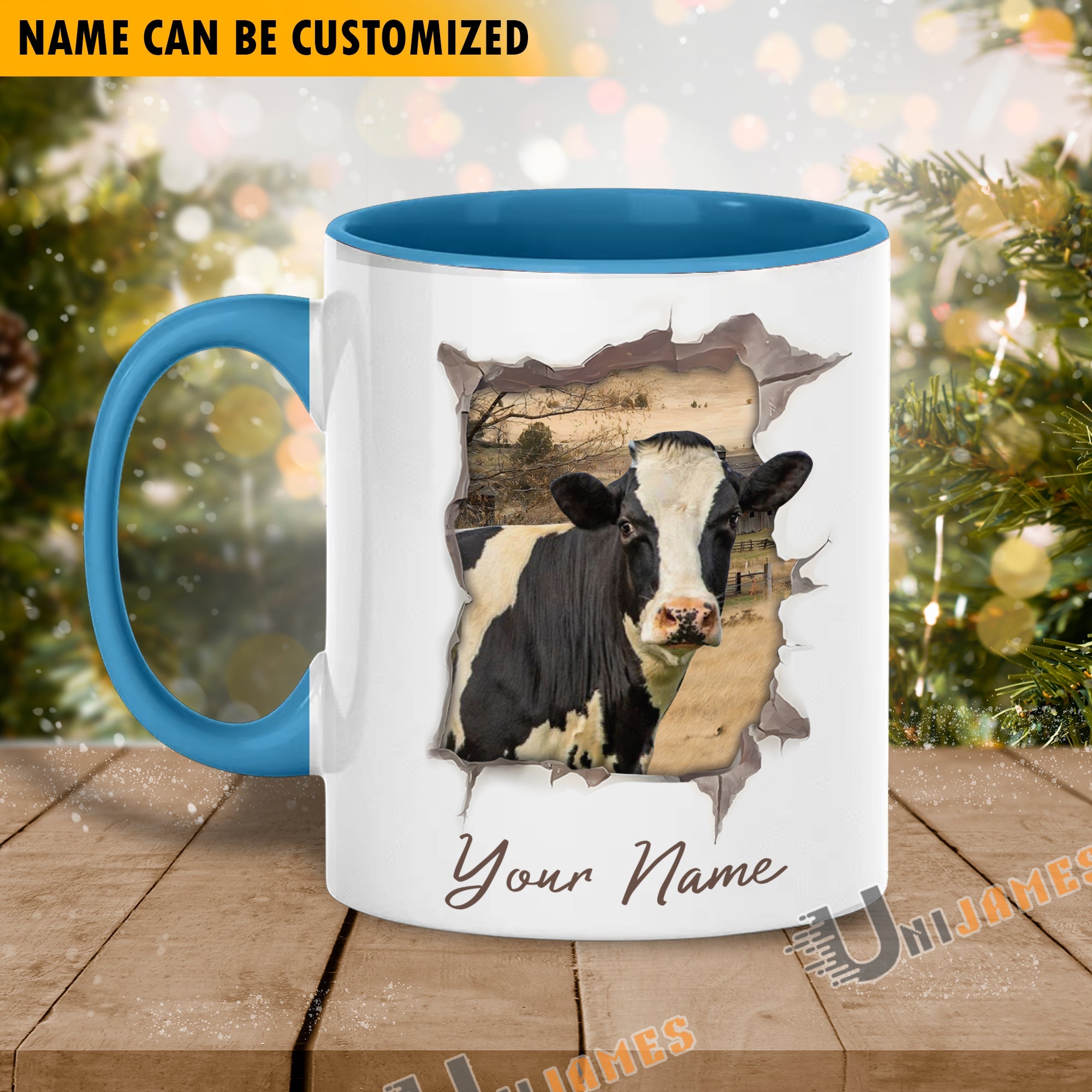Holstein Funny Personalized Name Two Tone Mug
