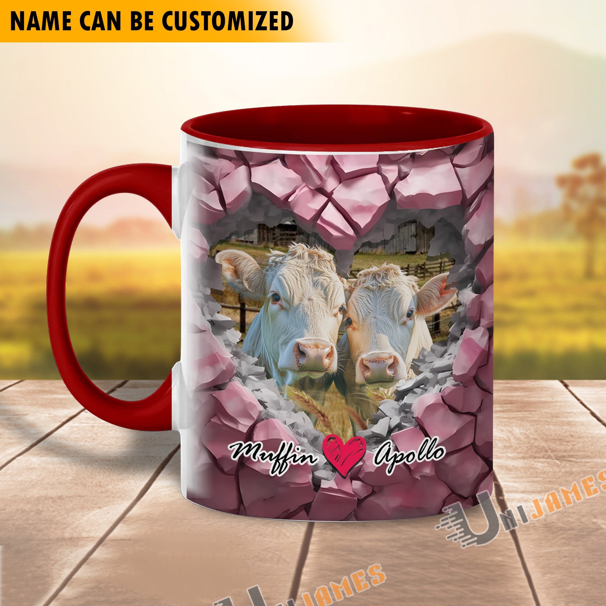 Charolais Couple Personalized Name Two Tone Mug