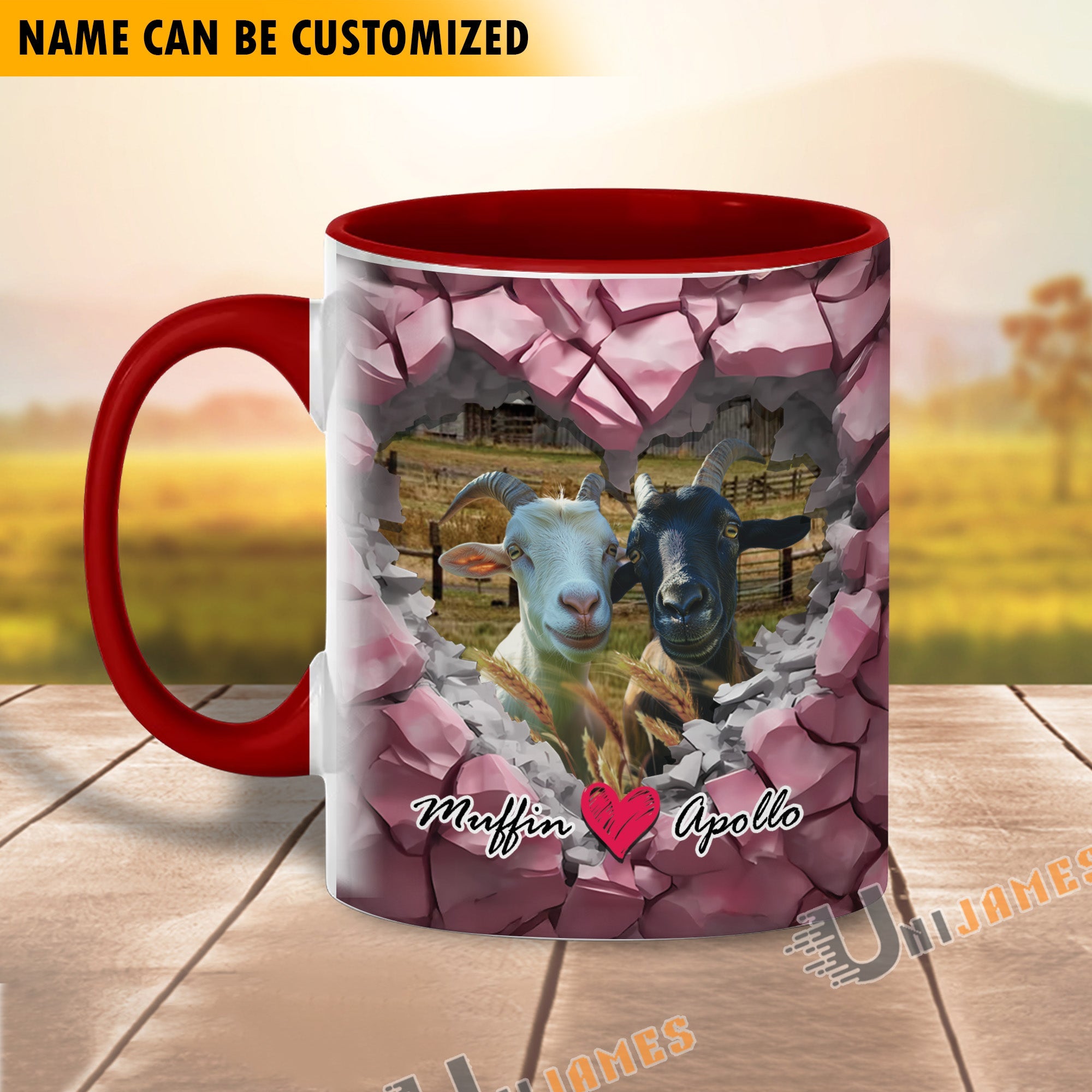 Goat Couple Personalized Name Two Tone Mug