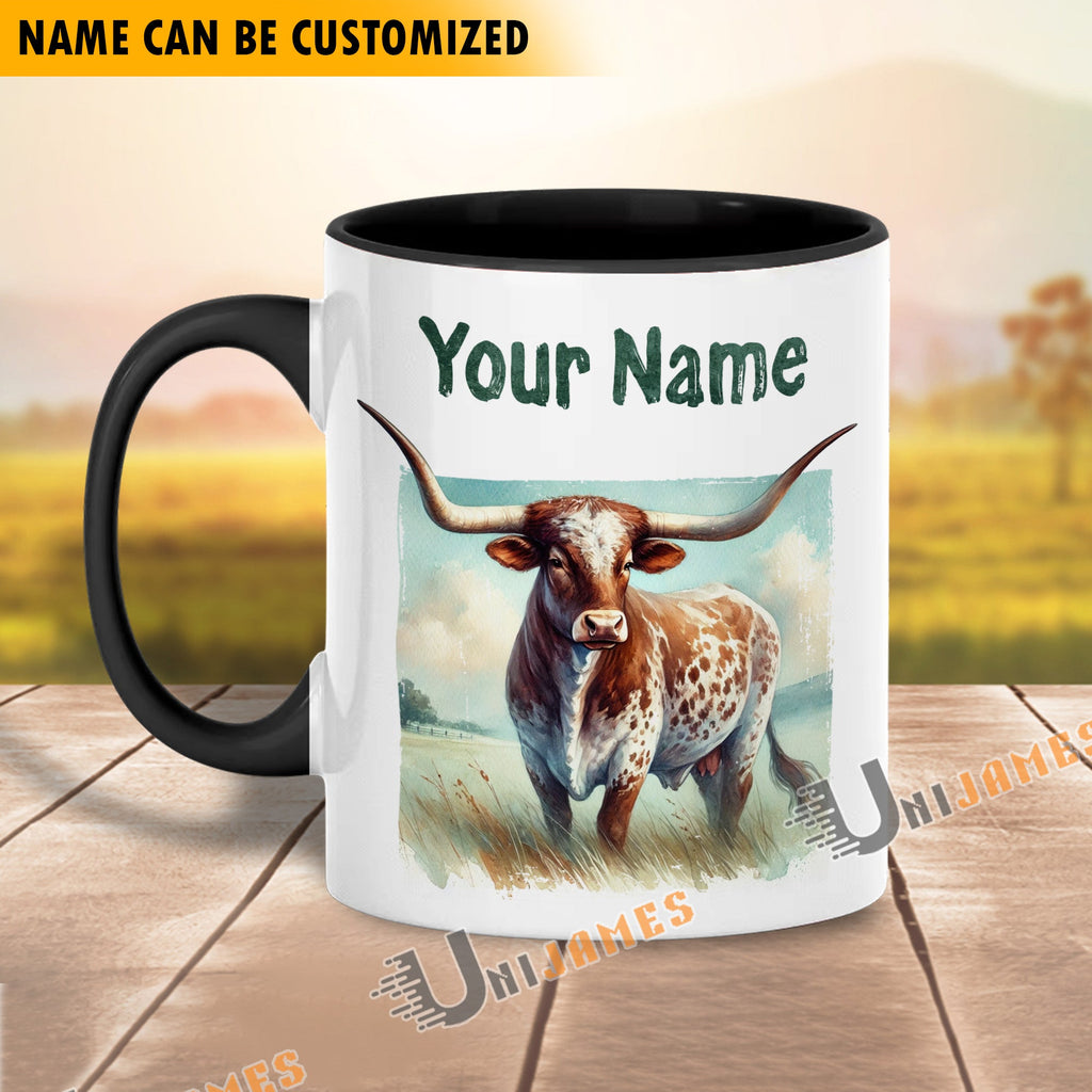 Texas Longhorn Personalized Name Two Tone Mug