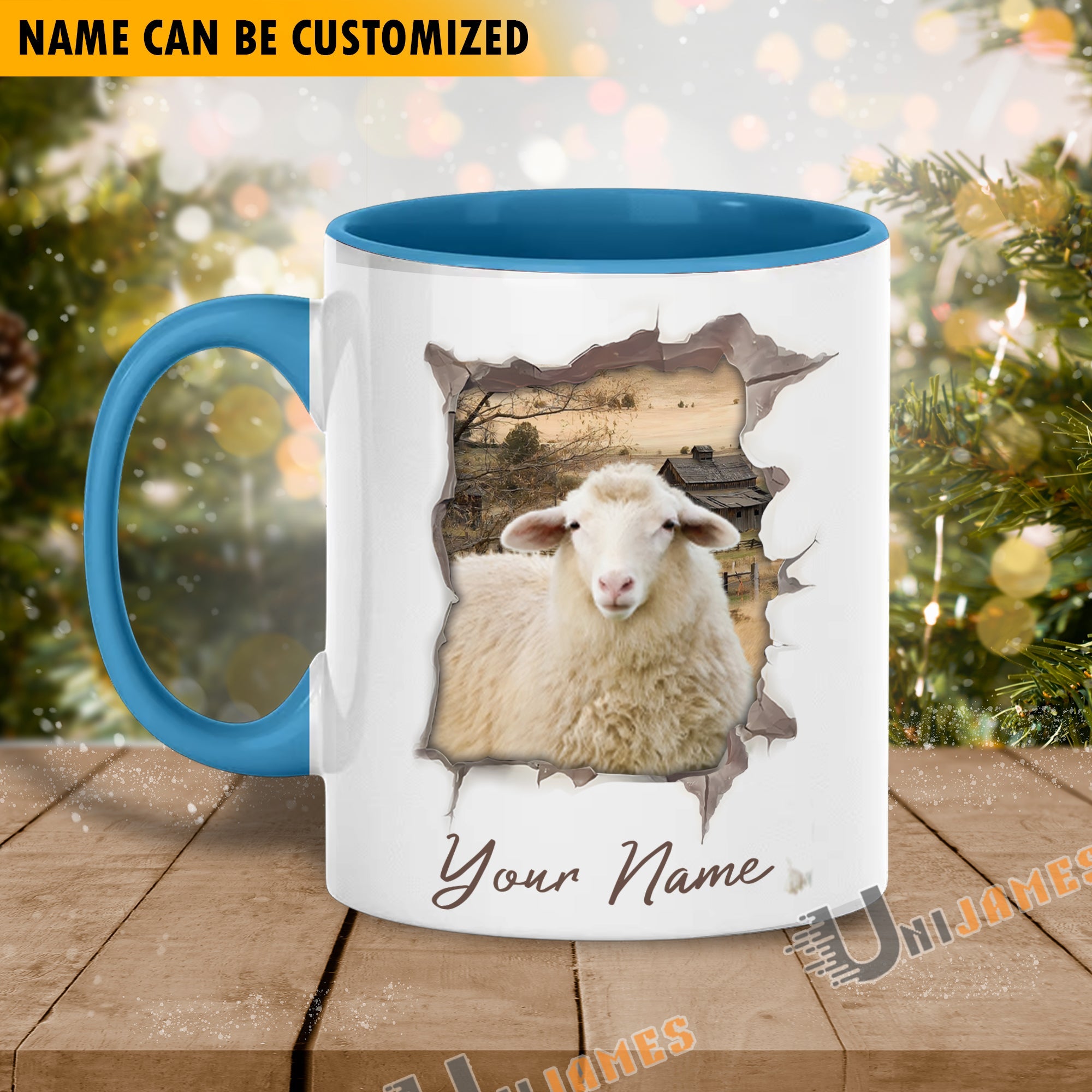 Sheep Funny Personalized Name Two Tone Mug