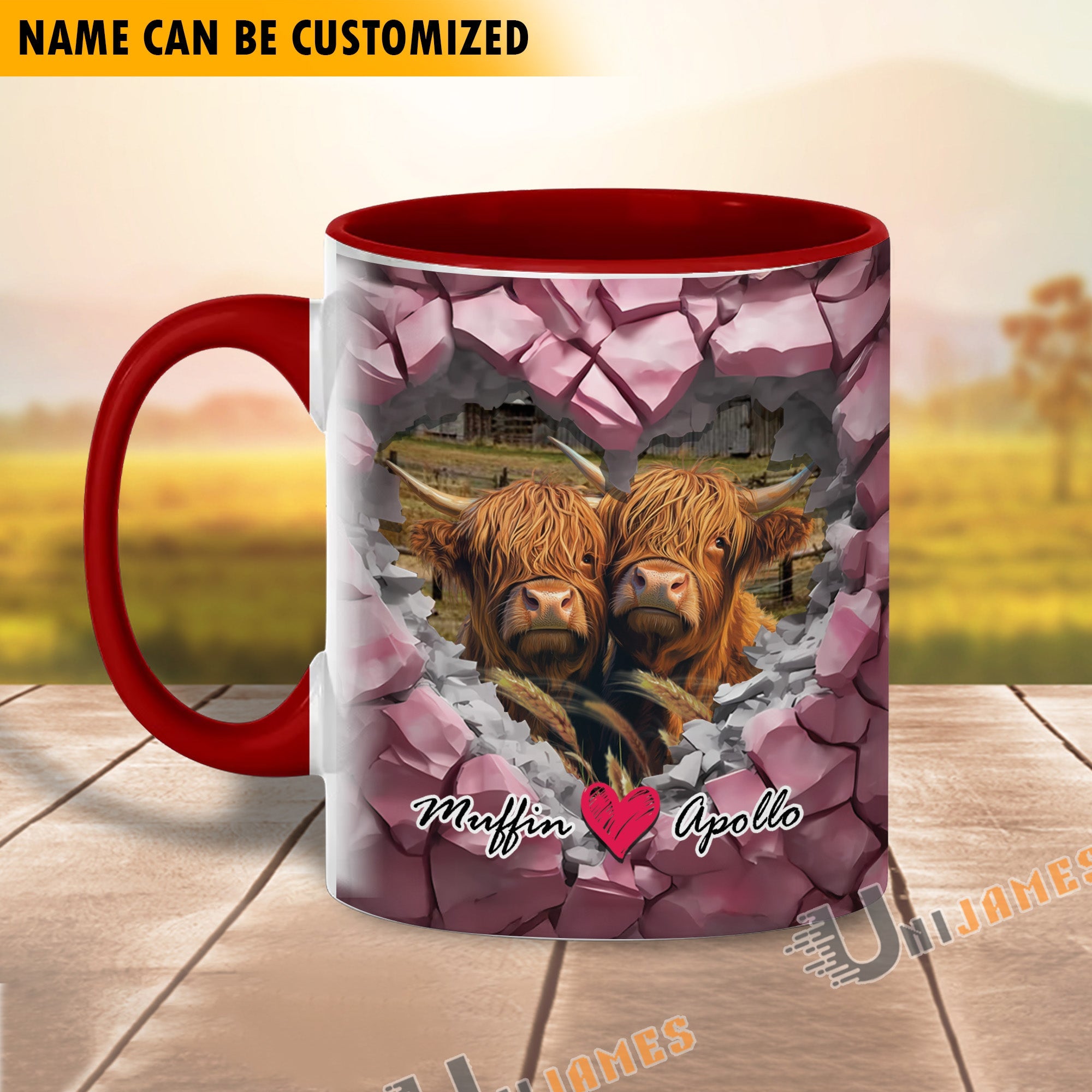 Highland Couple Personalized Name Two Tone Mug