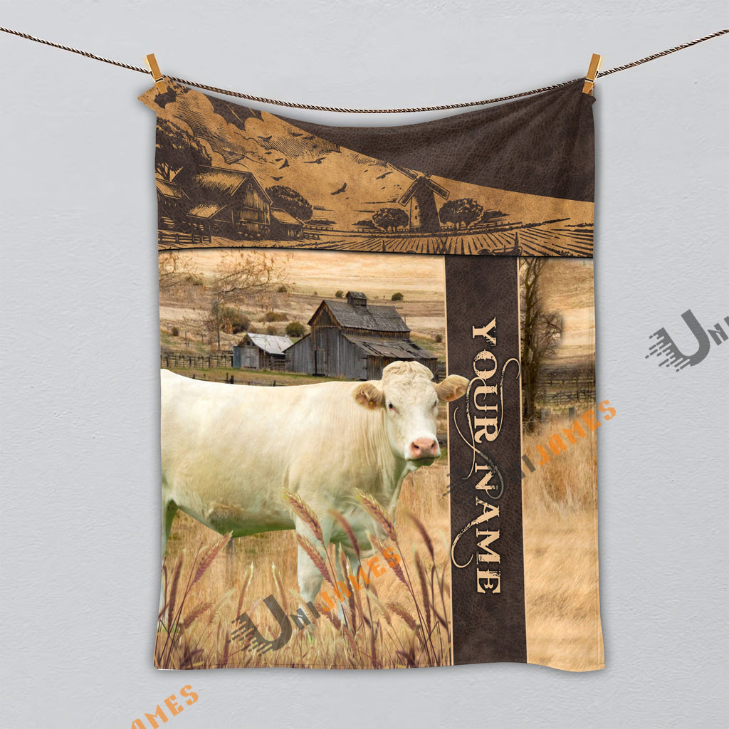 Personalized Name Charolais Peaceful Farm 3D Blanket