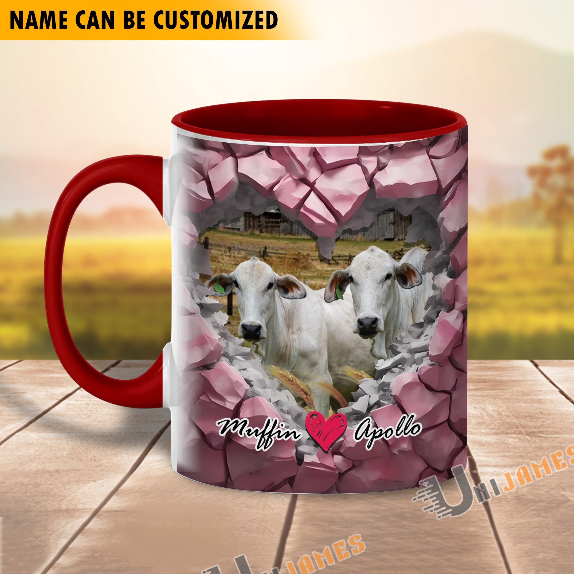 Brahman Couple Personalized Name Two Tone Mug