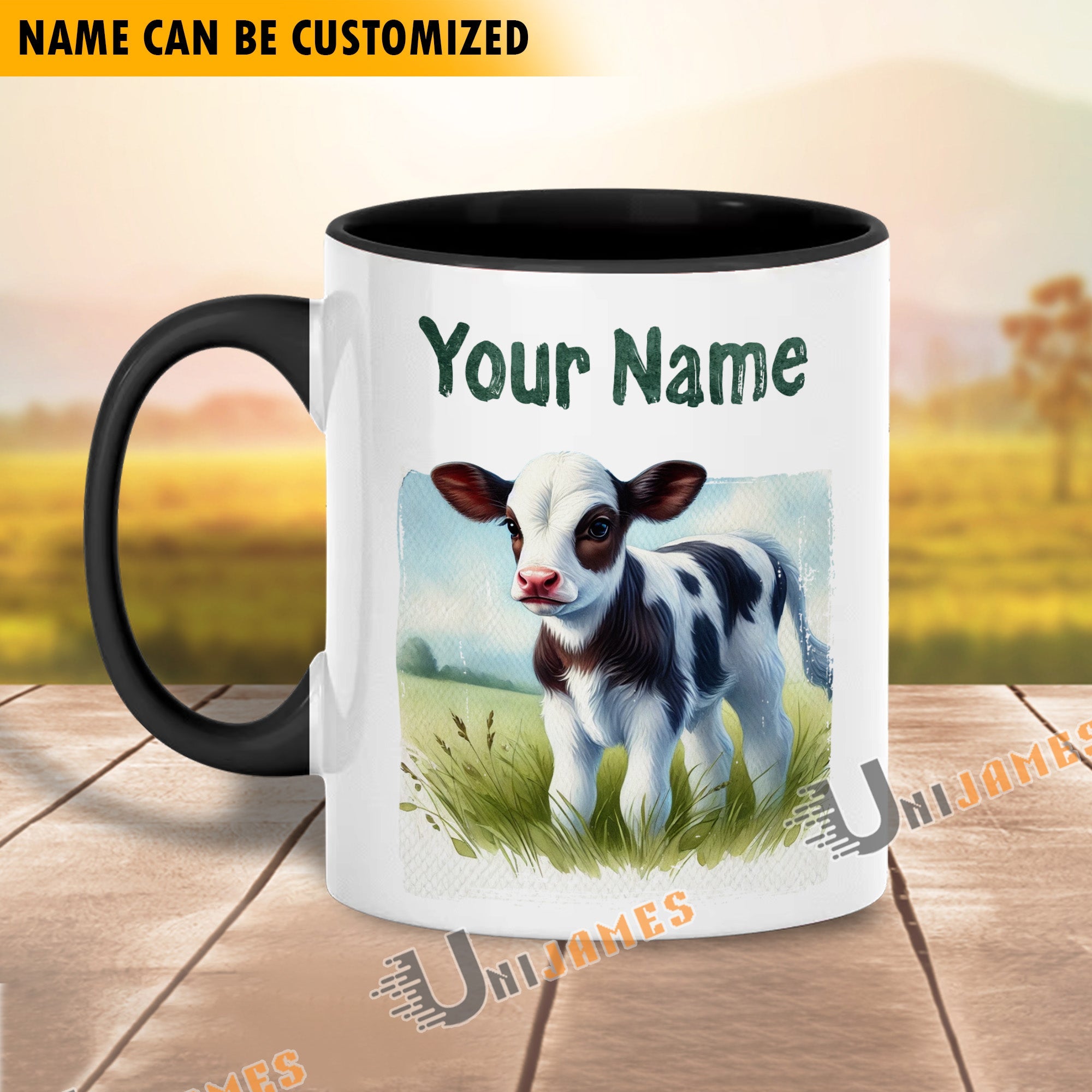 Holstein Personalized Name Two Tone Mug