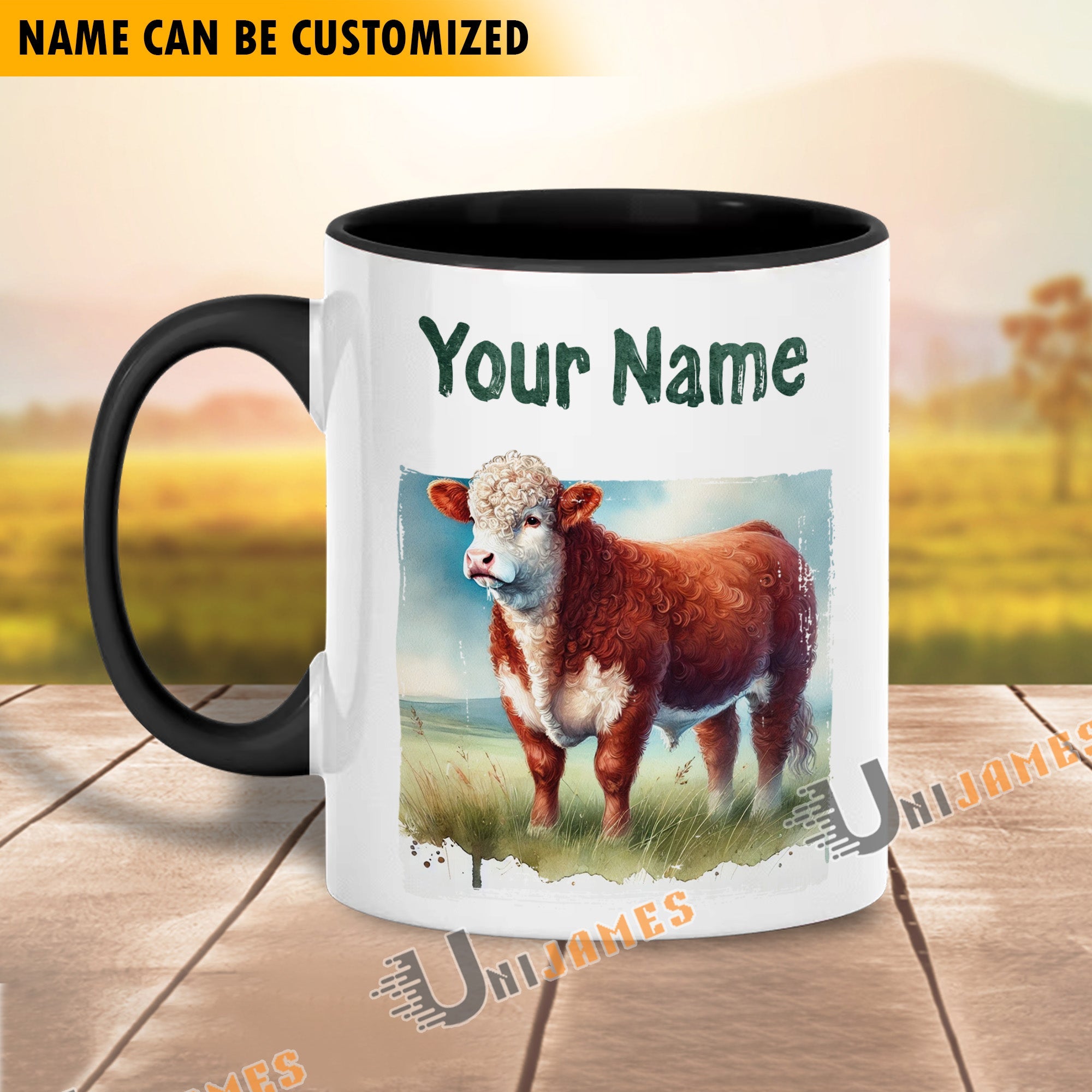 Hereford Personalized Name Two Tone Mug