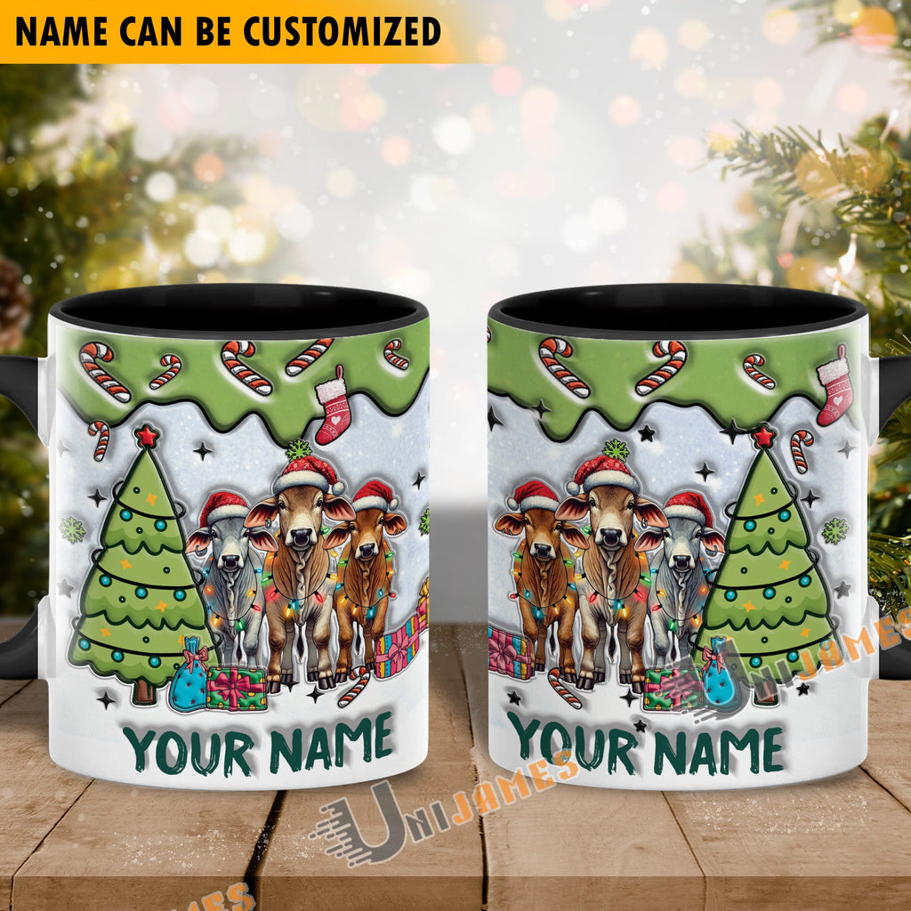 Brahman Christmas Personalized Name Two Tone Mug