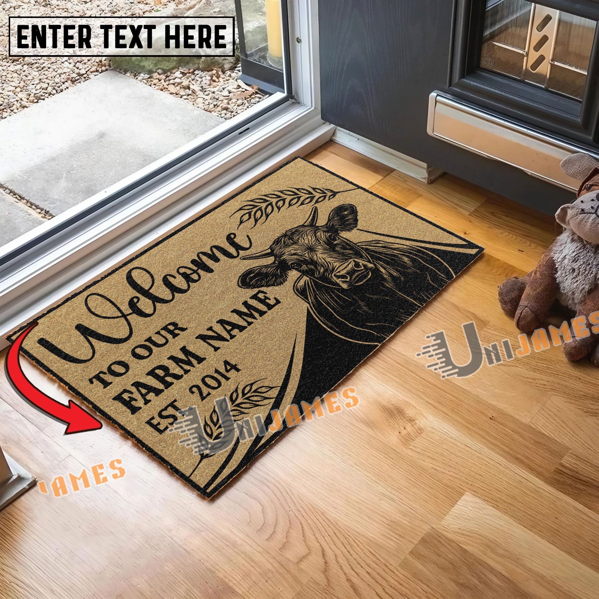 Dexter Peekaboo Custom Farm Name Custom Year Coir Doormat