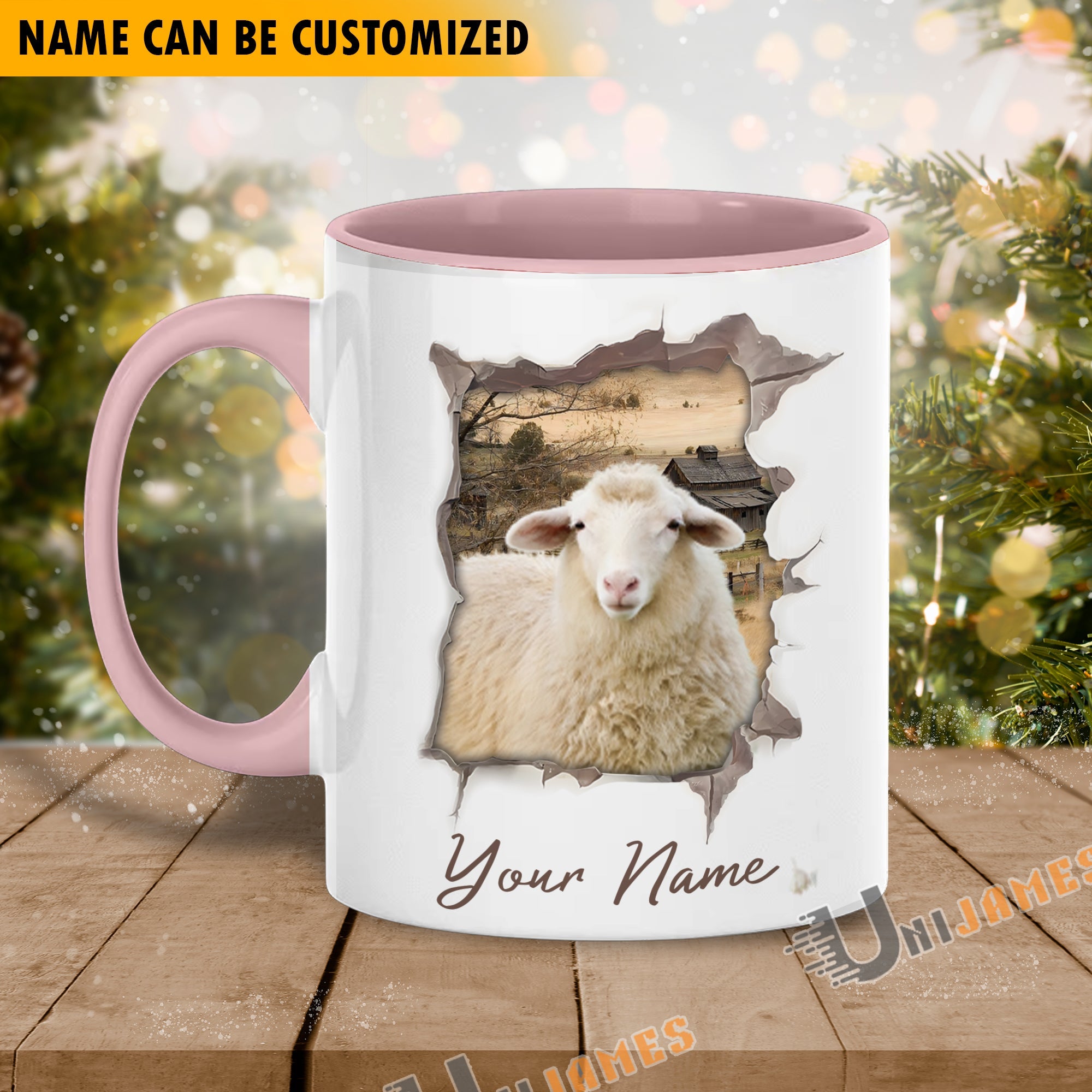 Sheep Funny Personalized Name Two Tone Mug