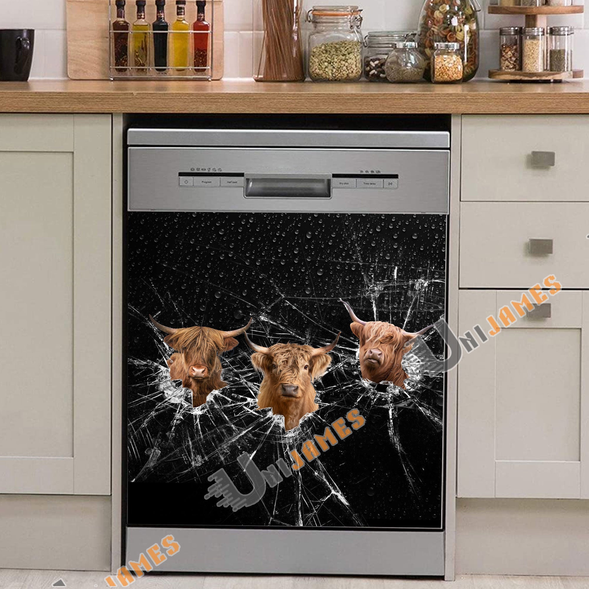 Highland Broken Glasses Dishwasher Door Cover
